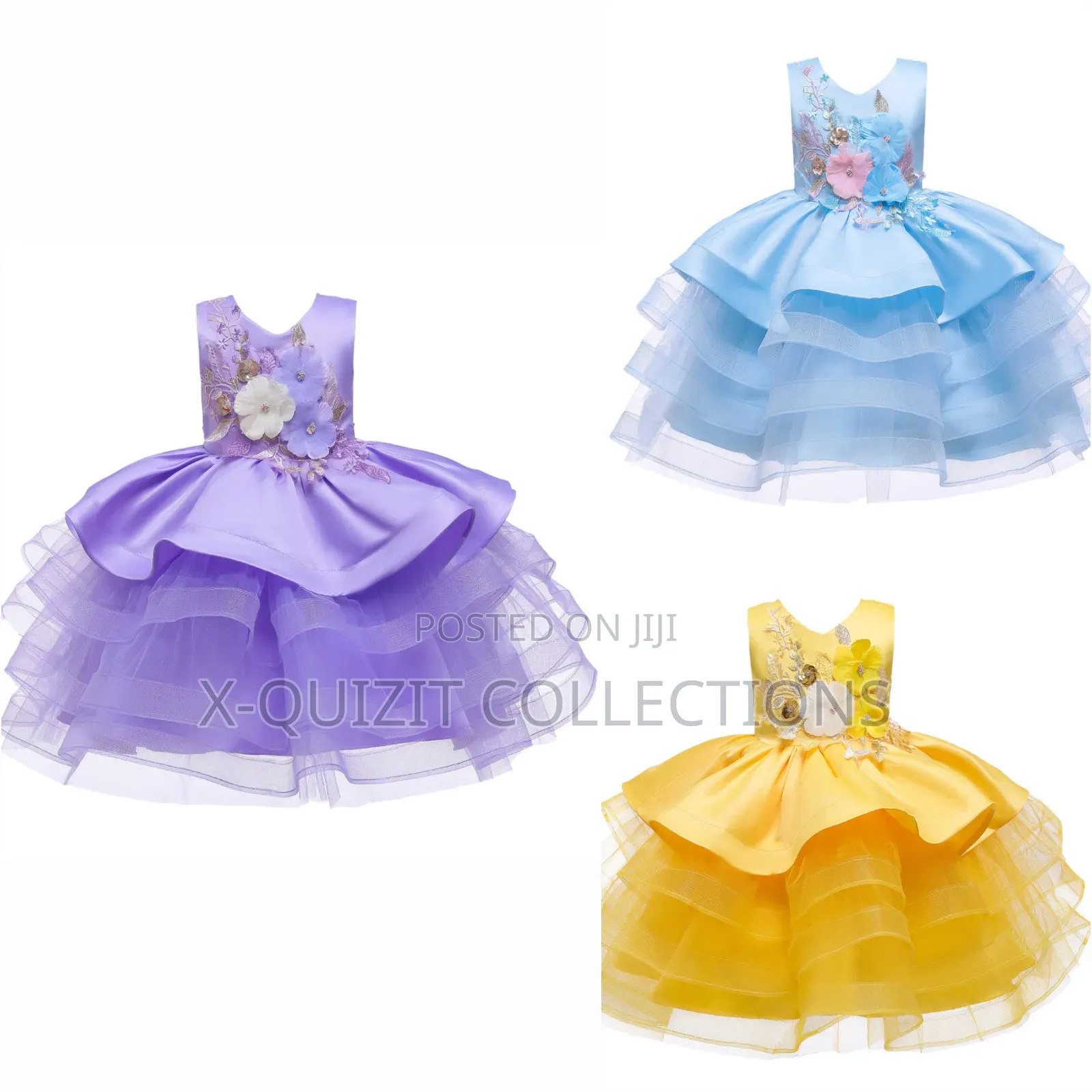 Beautiful 3d Floral Applique Dress (5y-7y)