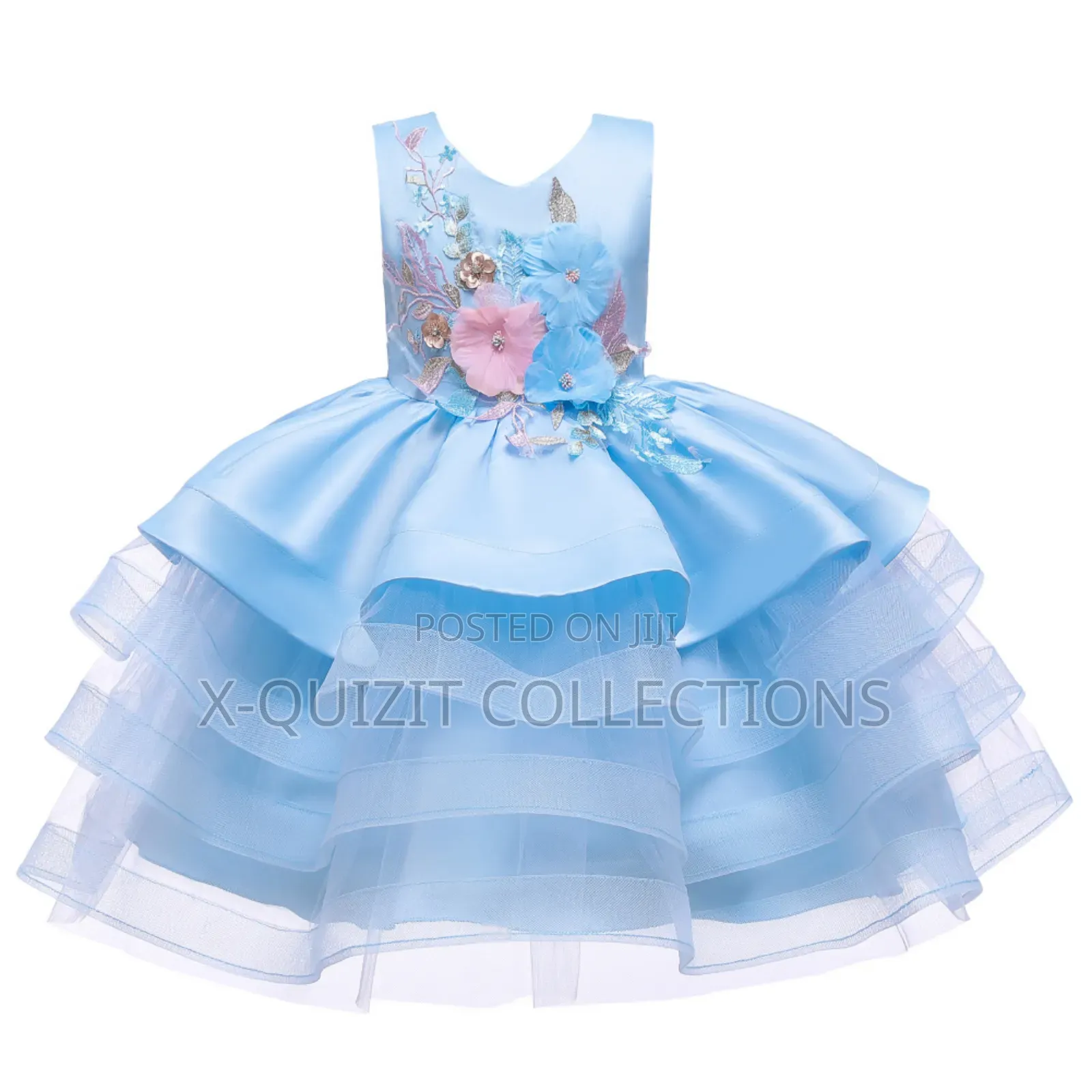 Beautiful 3d Floral Applique Dress (5y-7y)