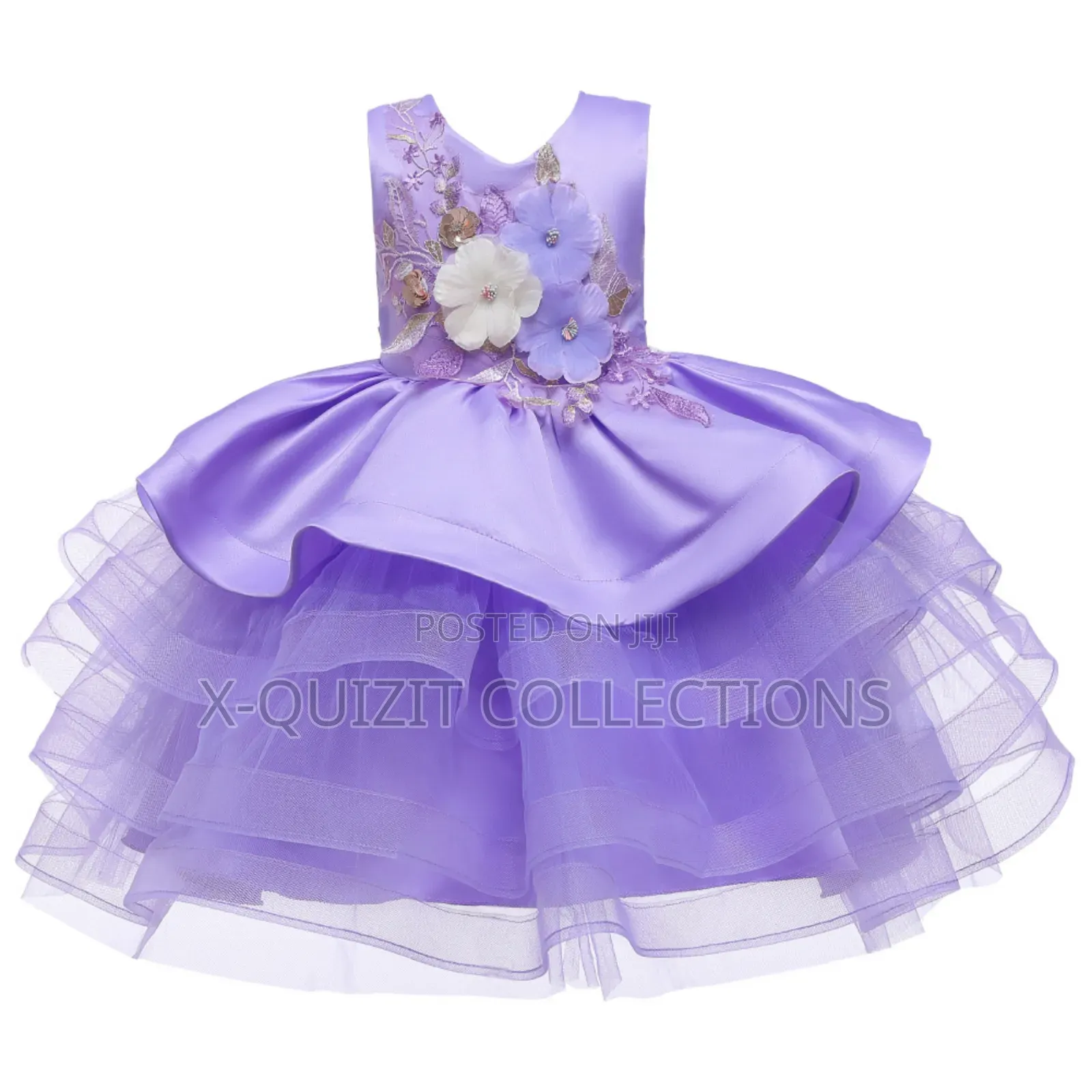 Beautiful 3d Floral Applique Dress (5y-7y)