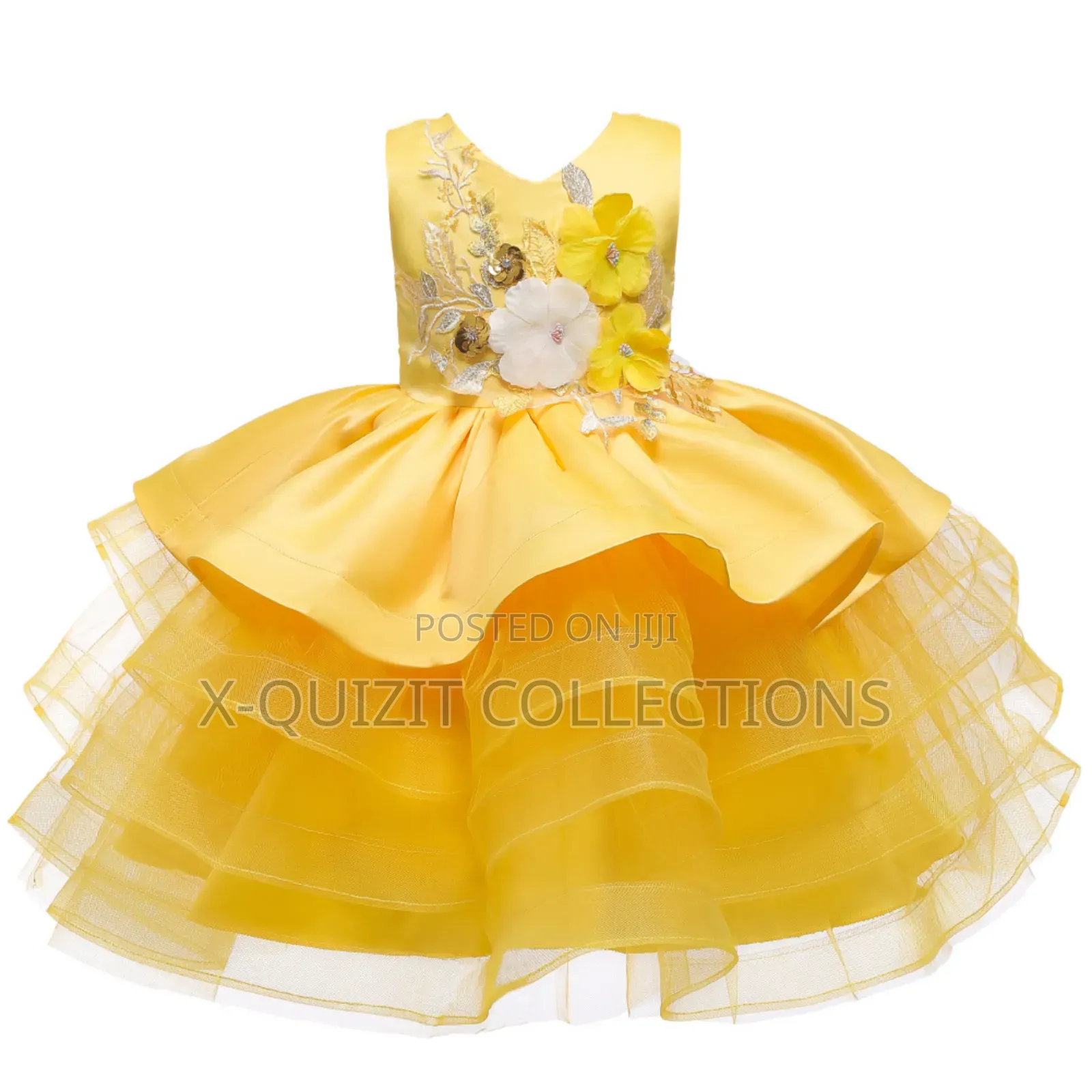 Beautiful 3d Floral Applique Dress (5y-7y)