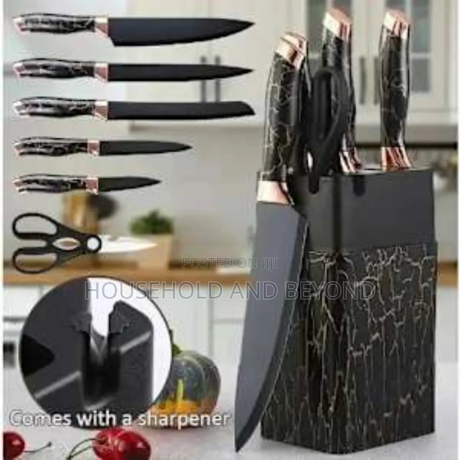 7 PCS Non-Stick Marble Knife Set