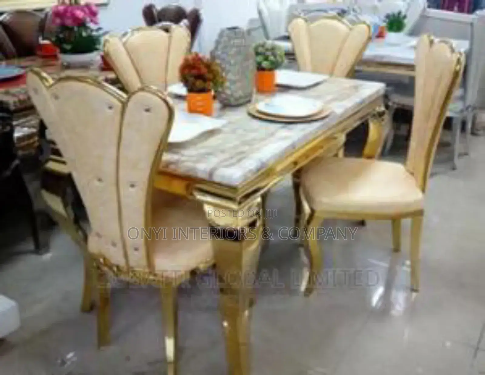 4 Seater Dining Table Golden Color