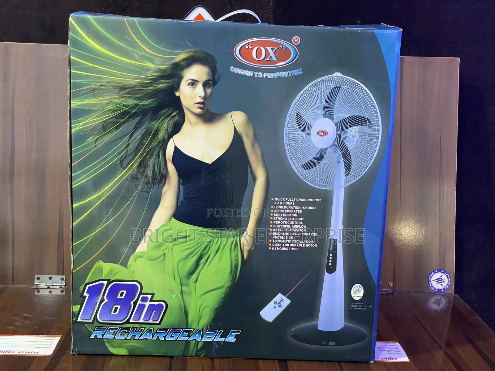 Ox Rechargeable Stand Fan 18inches