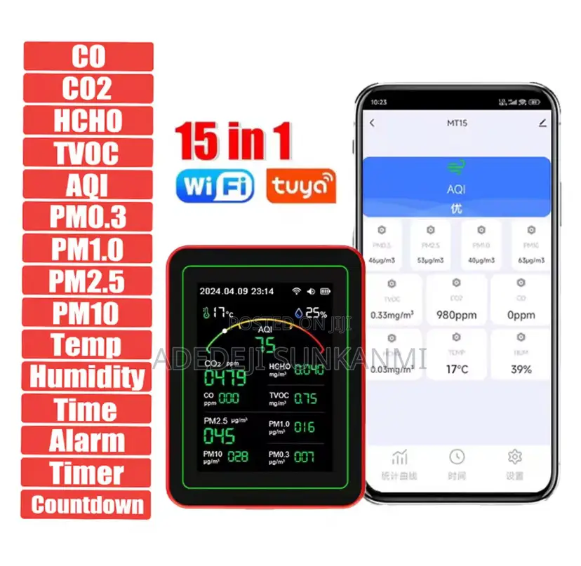 Air Quality Monitor,15-in-1 Smart Air Quality Tester