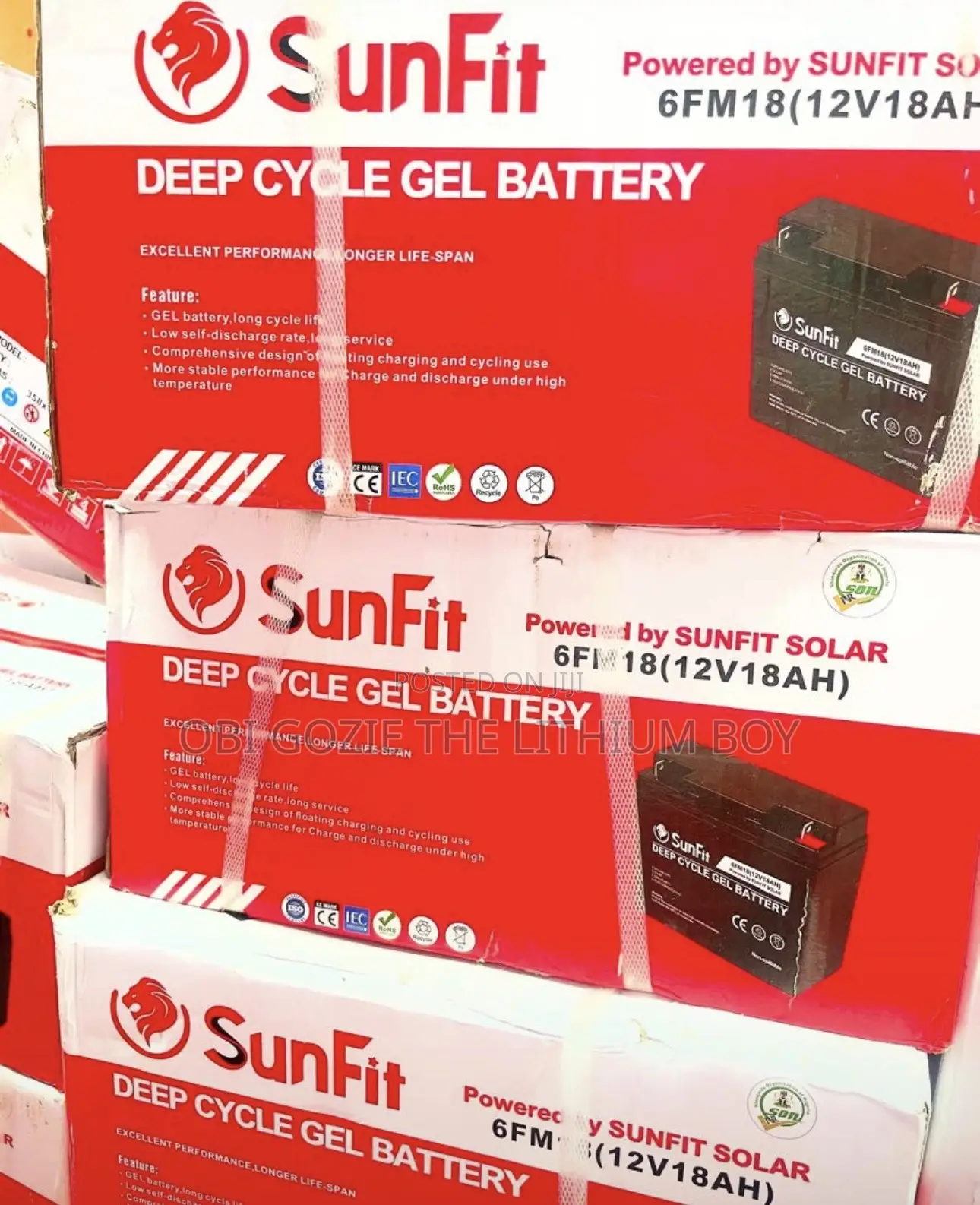 18ah -12v Sunfit Solar Gel Battery Is Available in Stock.
