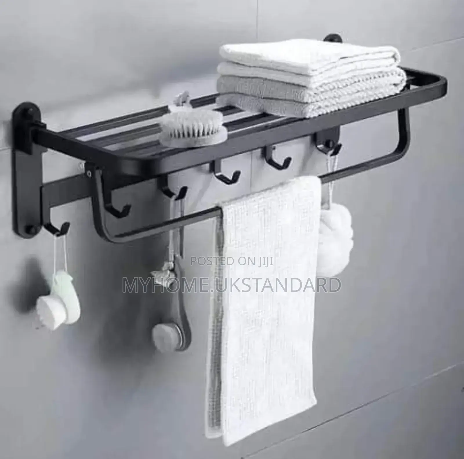 Quality Multiple Black Towel Rack With Hooks