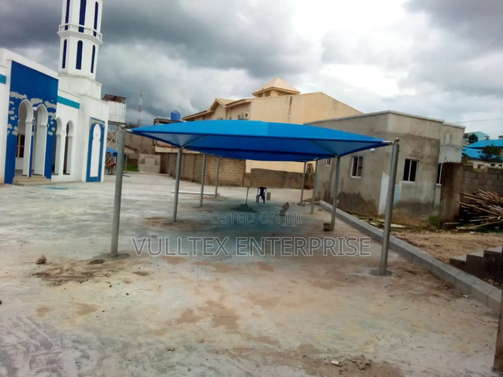 " Double Blue Net Carport