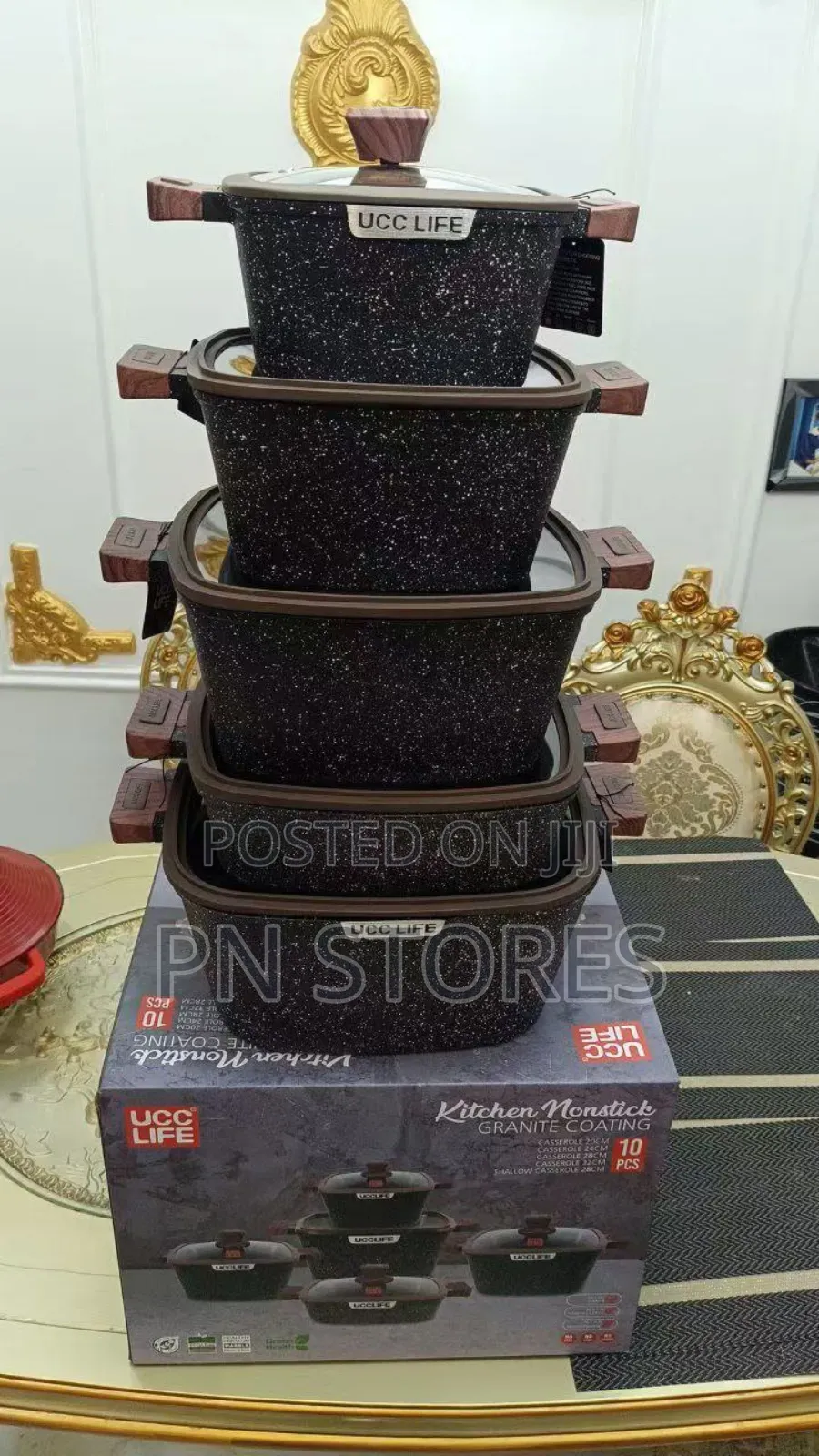 10 Sets Non-Stick Cast Granite Pot Cookware With Grill Pan