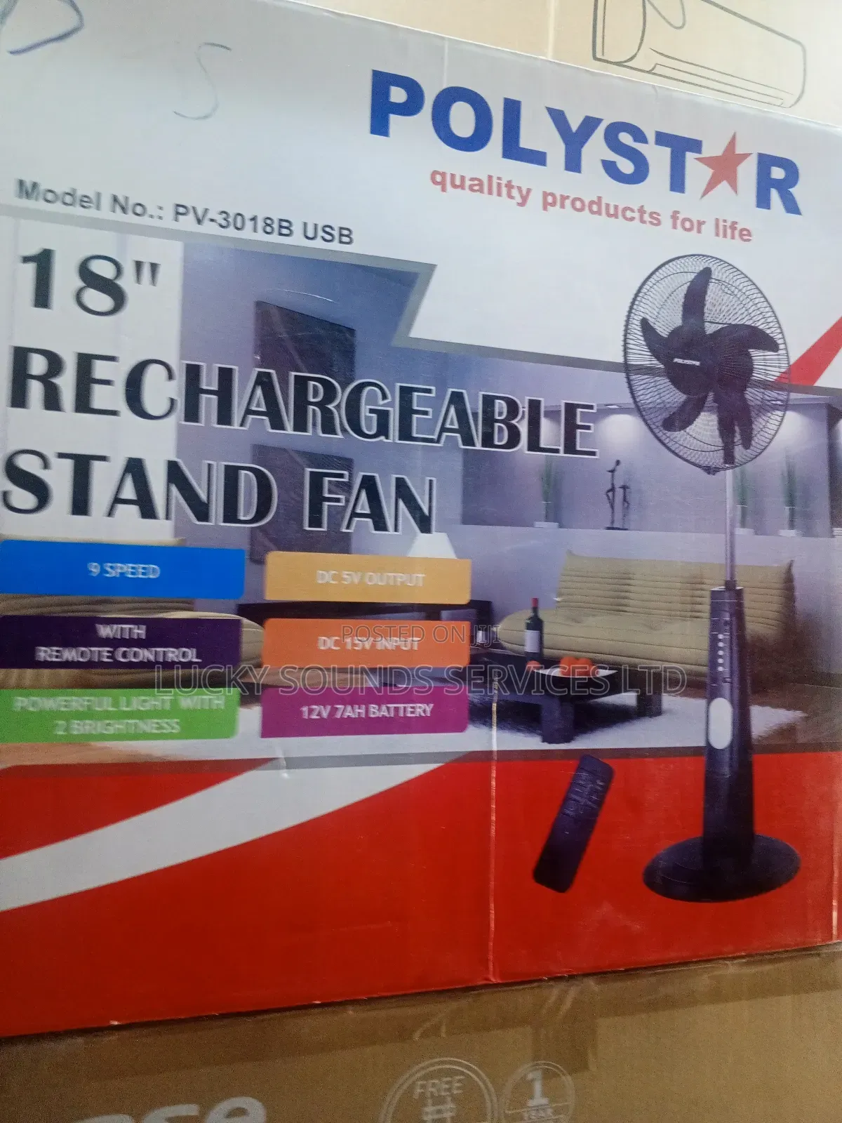 Polystar Rechargeable Fan 18"