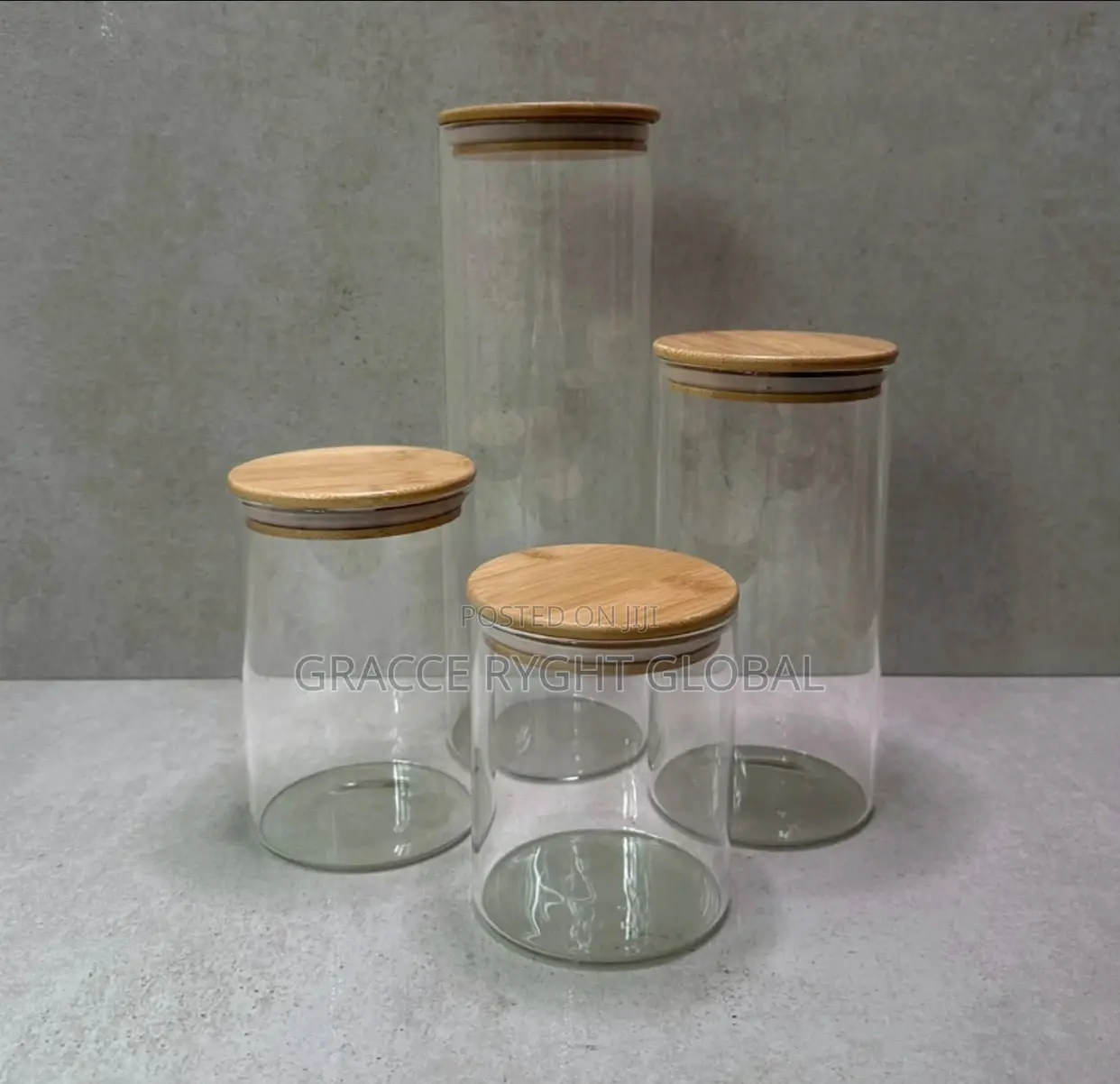 4pcs Airtight Glass Jar With Bamboo Lid