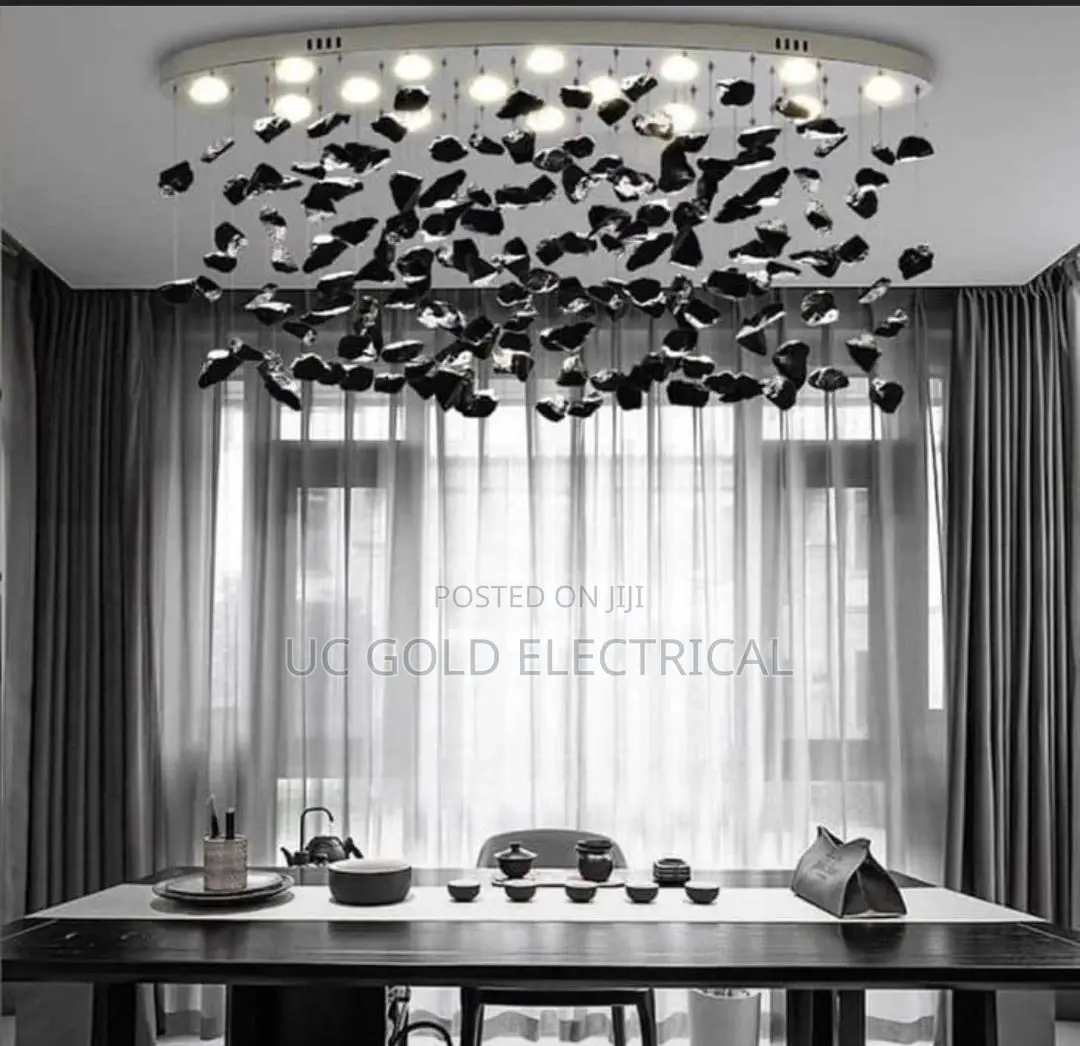 Black Art Luxury Stone Crystal Chandelier for Staircase