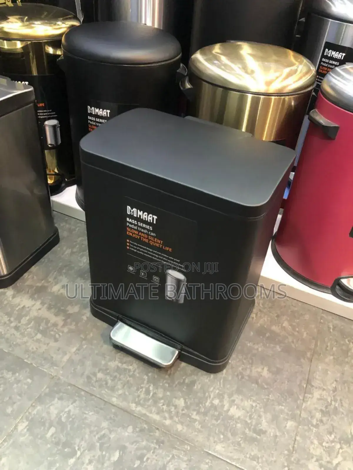 12liters Square Black Pedal Waste Bin
