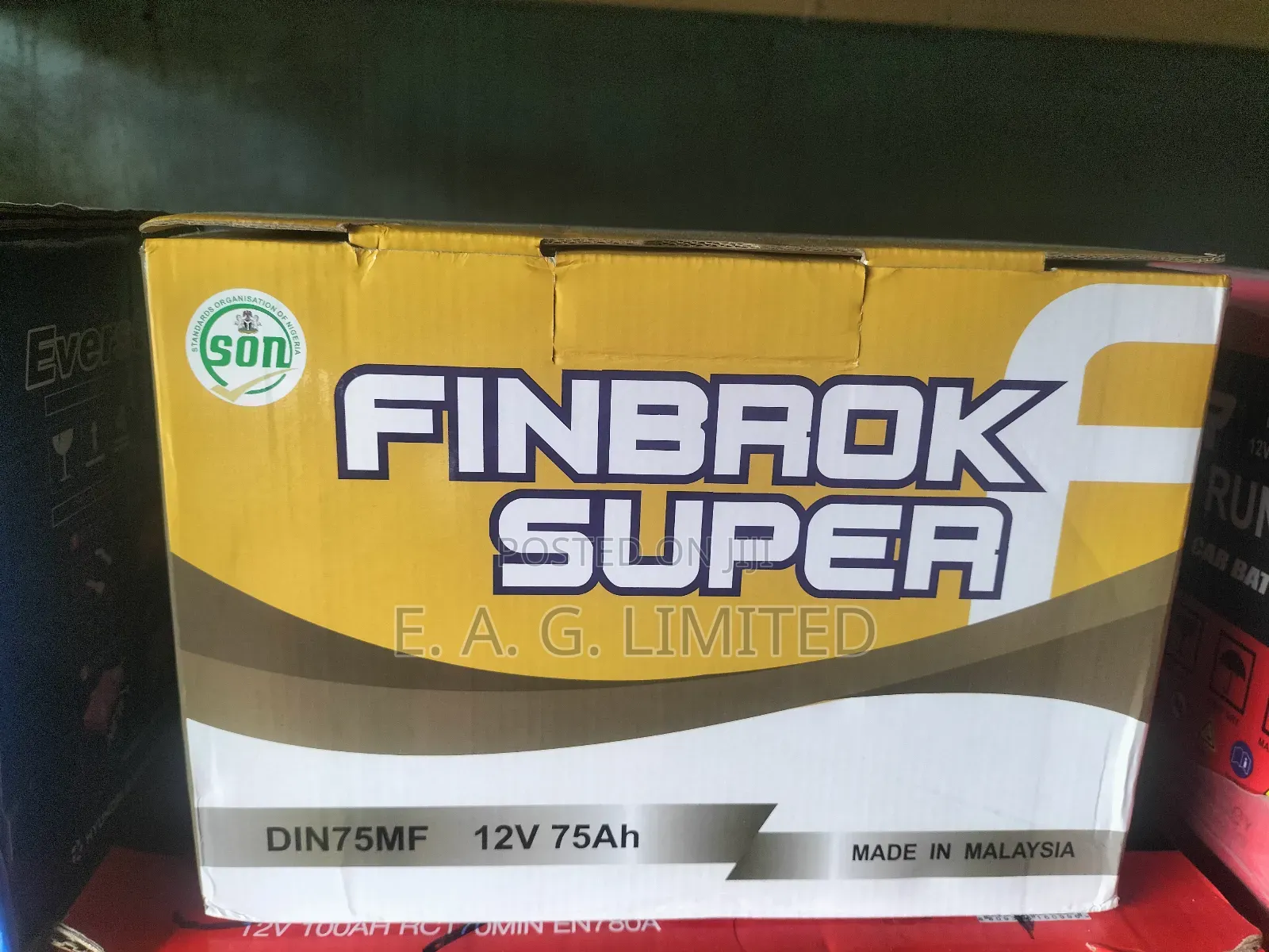 Finbrok Super Battery, Din75mf, 12v 75ah, Made in Malaysia.