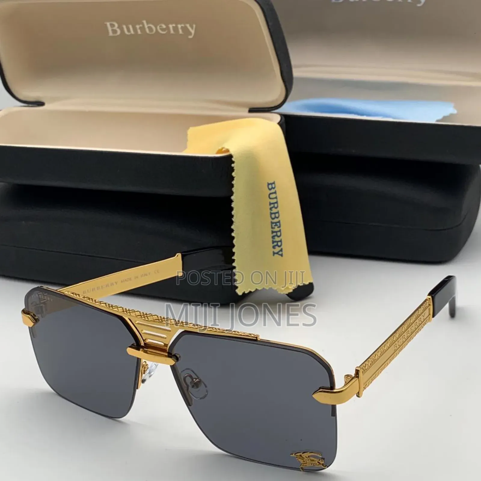 "Burberry Style Replica Sunglasses - Silver Gold Options"