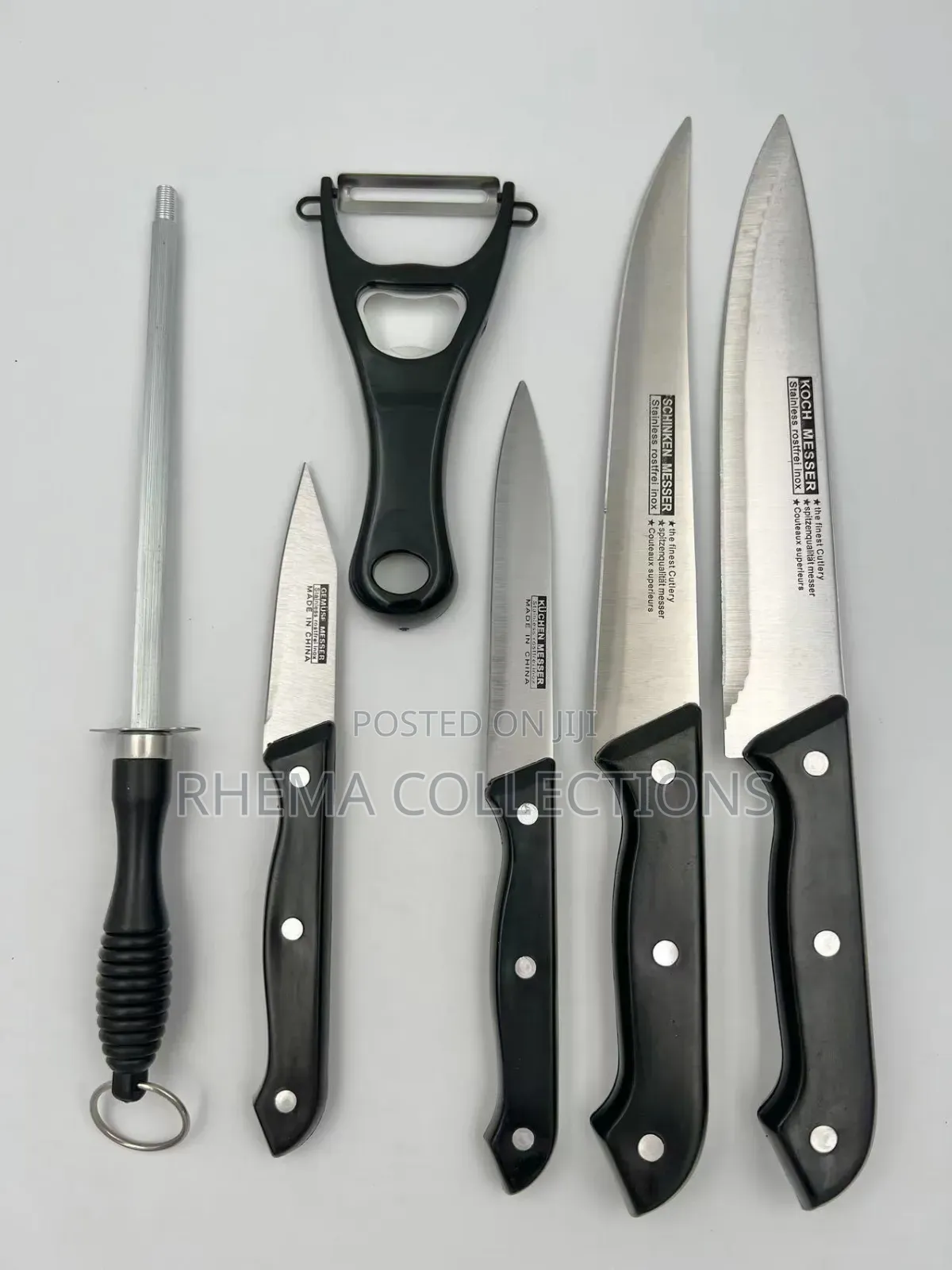 6pcs Kitchenwares (4pcs Knives + Knife Sharpener+Chopping