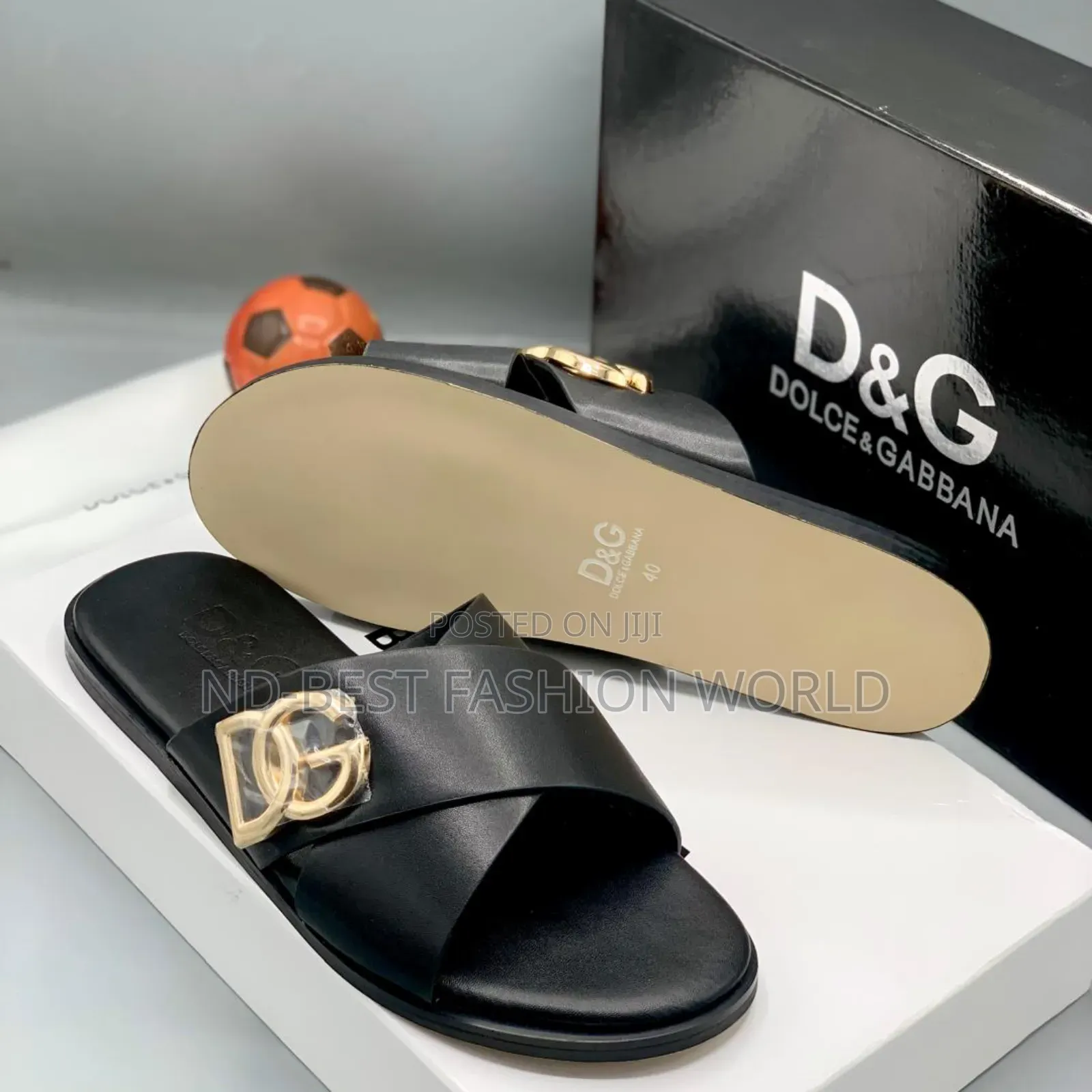 Black Leather Ferragamo Slippers