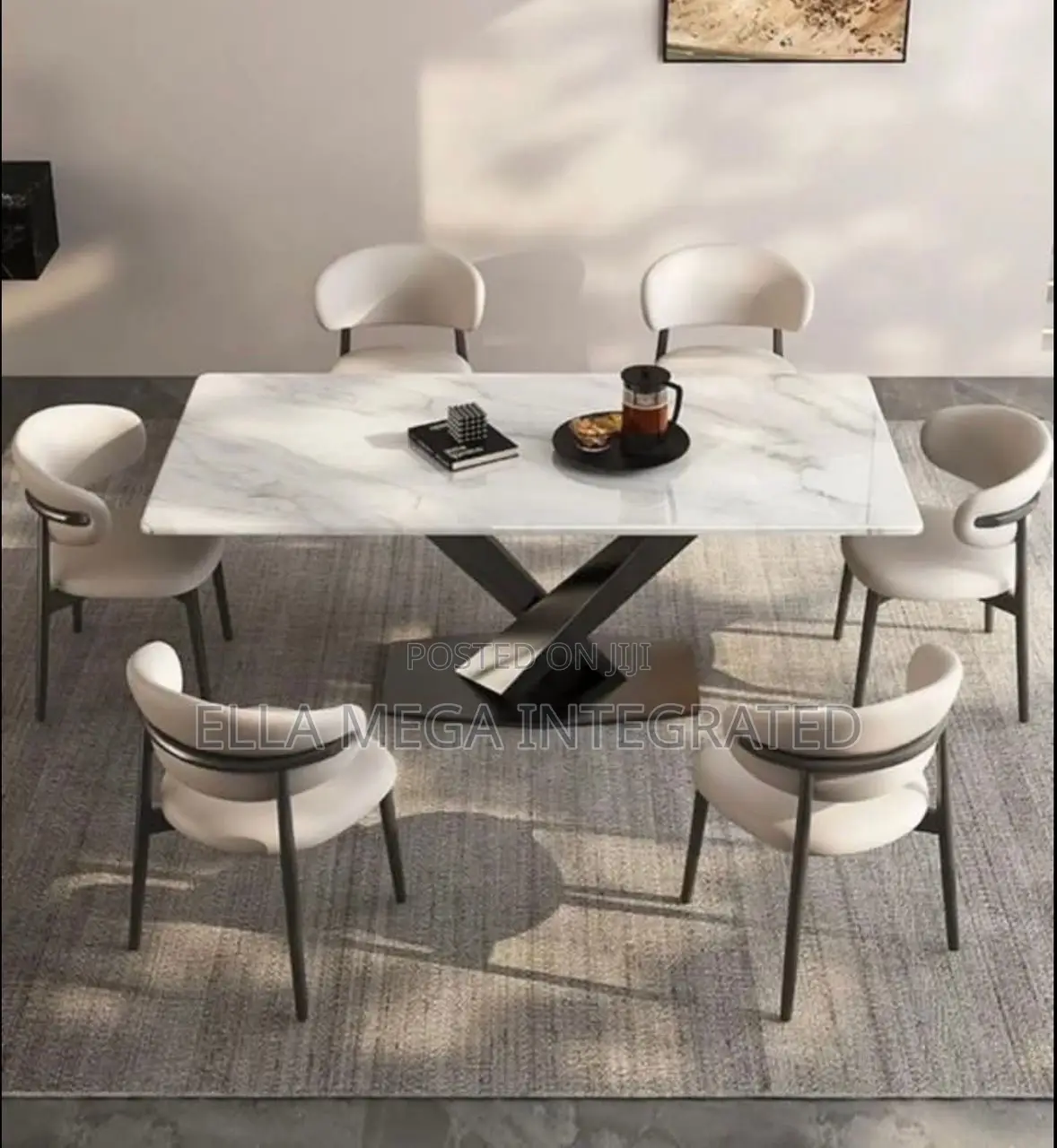 Marble Top Dining Set With 6 Seaters