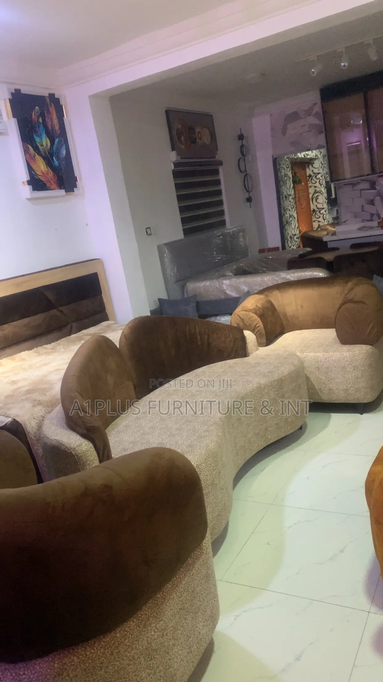 3,1,1 Nude And Brown Sofa Set