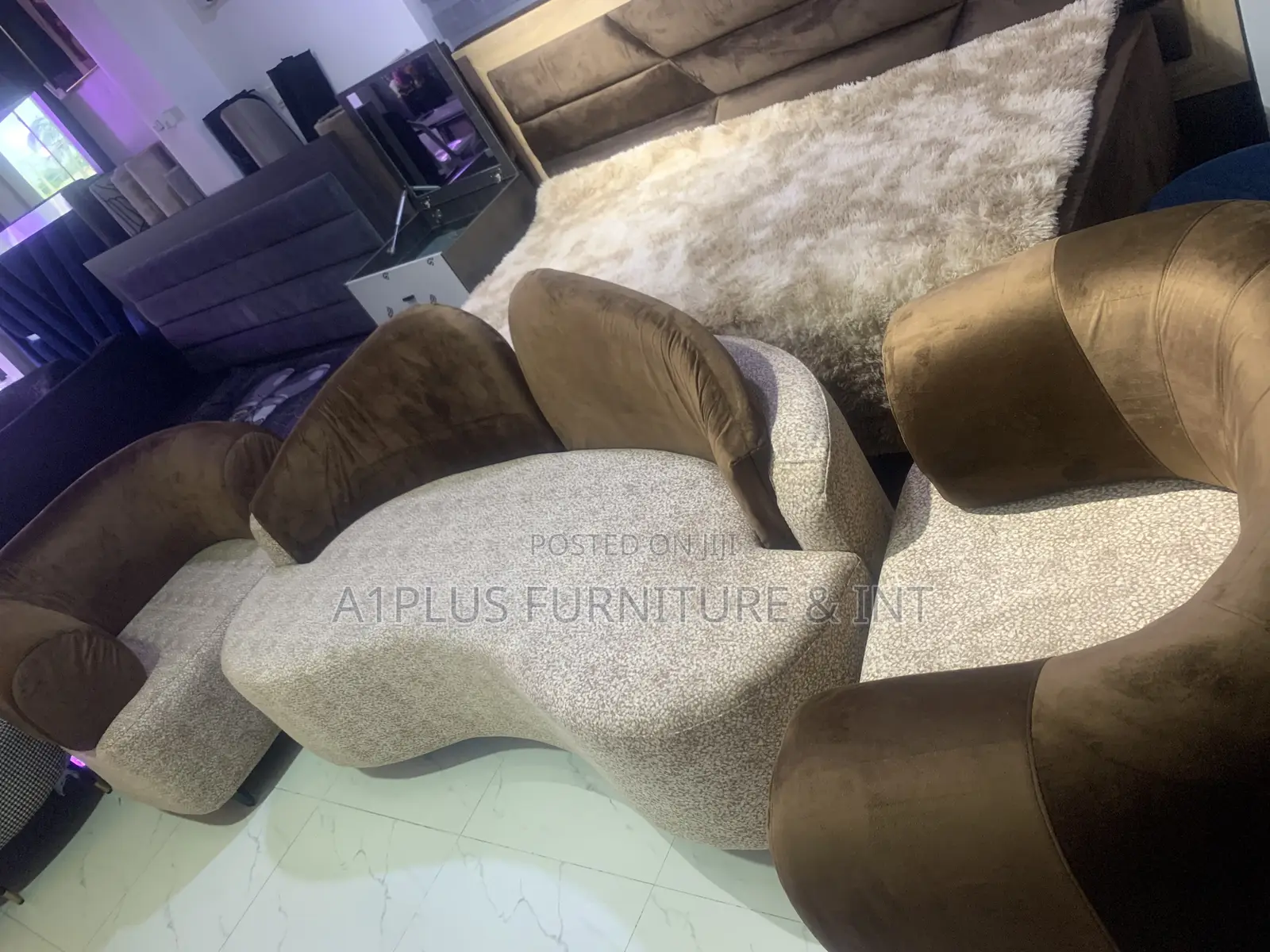 3,1,1 Nude And Brown Sofa Set