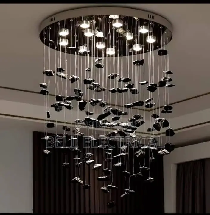 Black Art Luxury Stone Crystal Chandelier