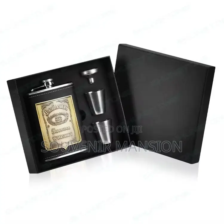 Stainless Steel Hip Flask With 2 Cup Men Gift