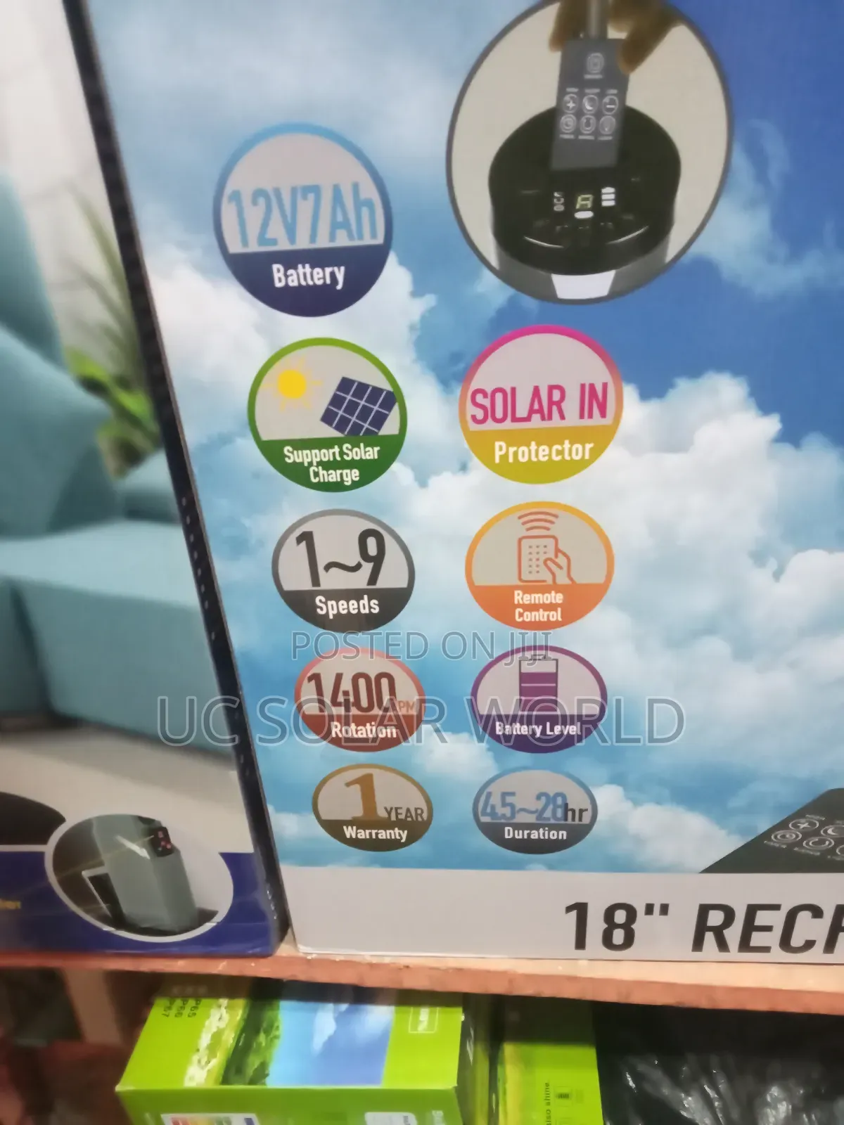 Qasa 18" Rechargeable Fan
