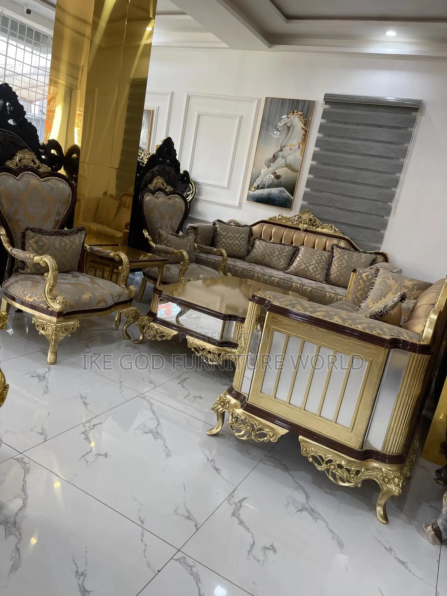High Classic Turkish Royal Fabric Sofa Chair Full Set