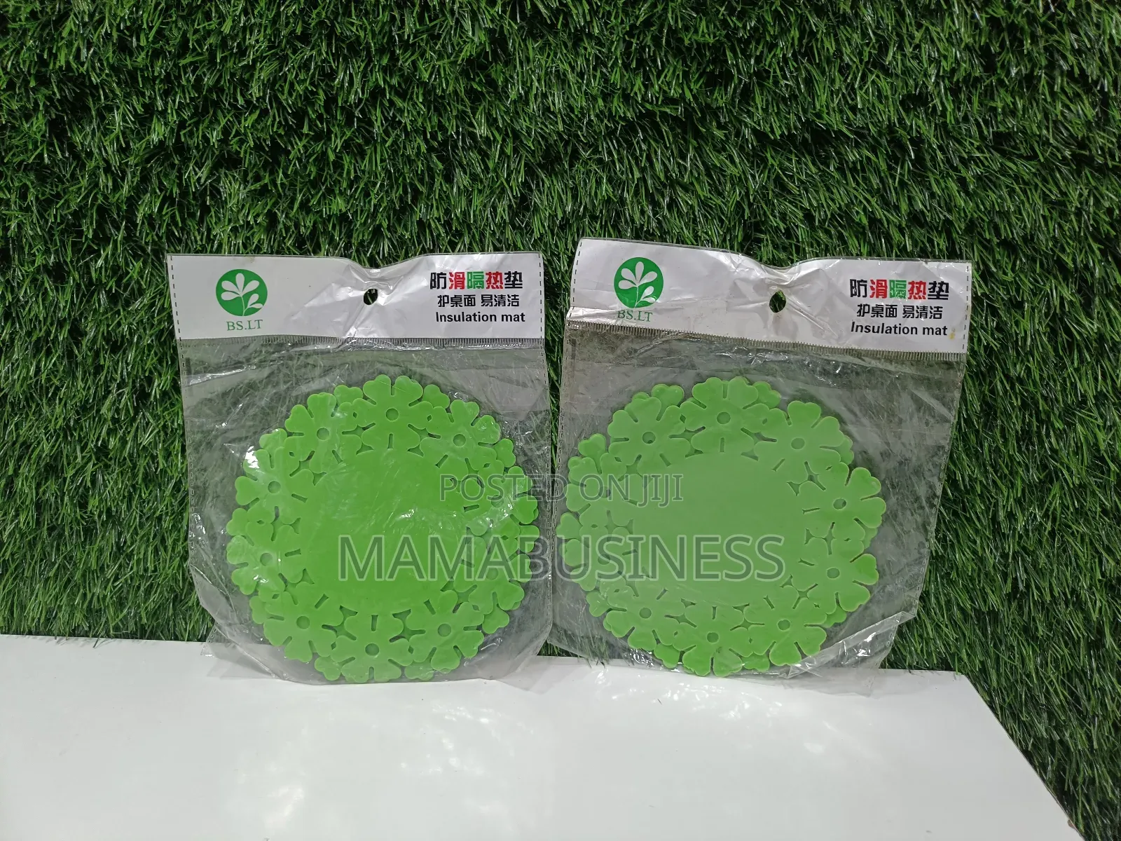 Silicone Flower Shaped Cup Coaster- 2pcs - Green