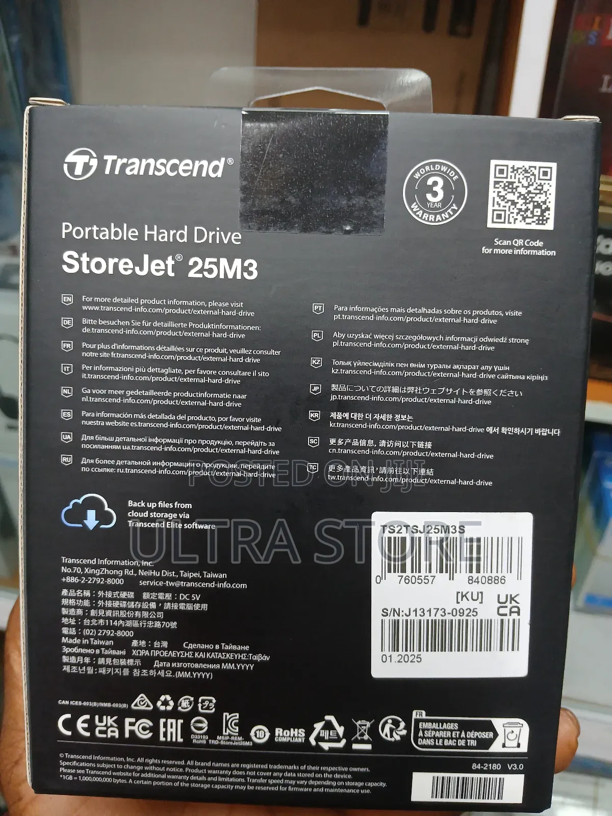 Transcend Usb 3.1 Storejet External Hard Drive - 2tb