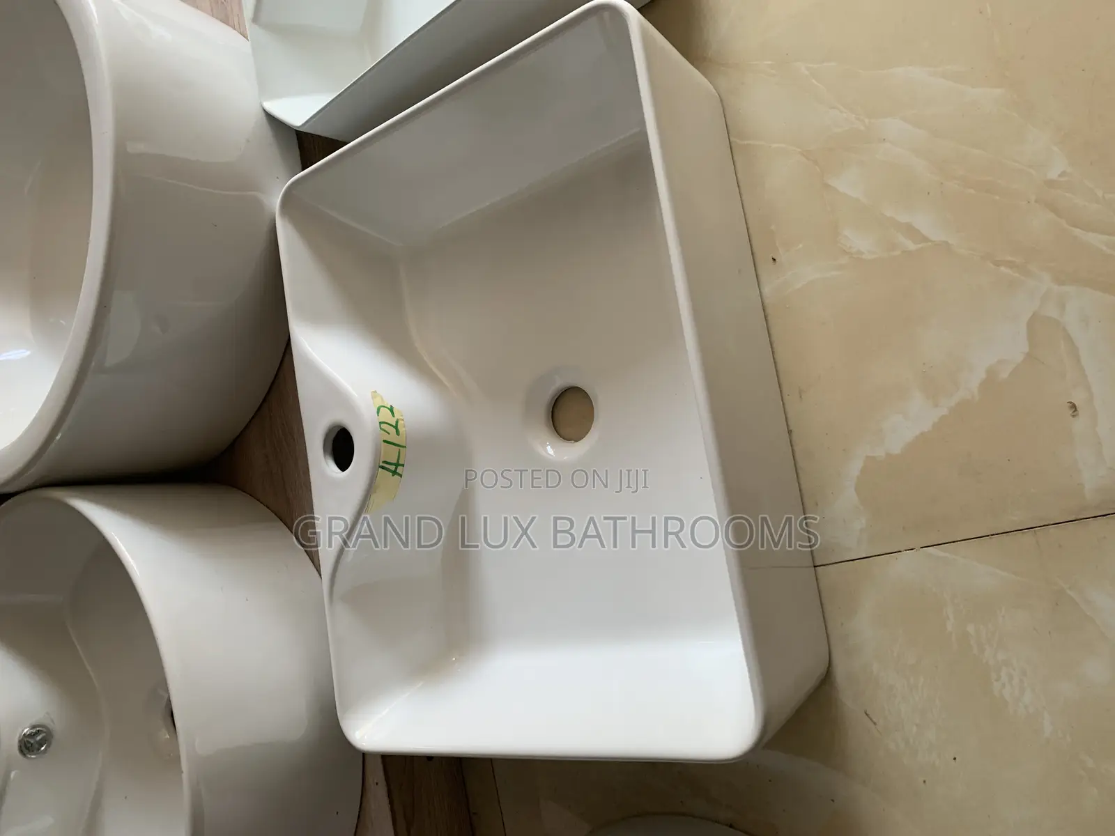 Sleek Rectangular Ceramic Countertop Basin