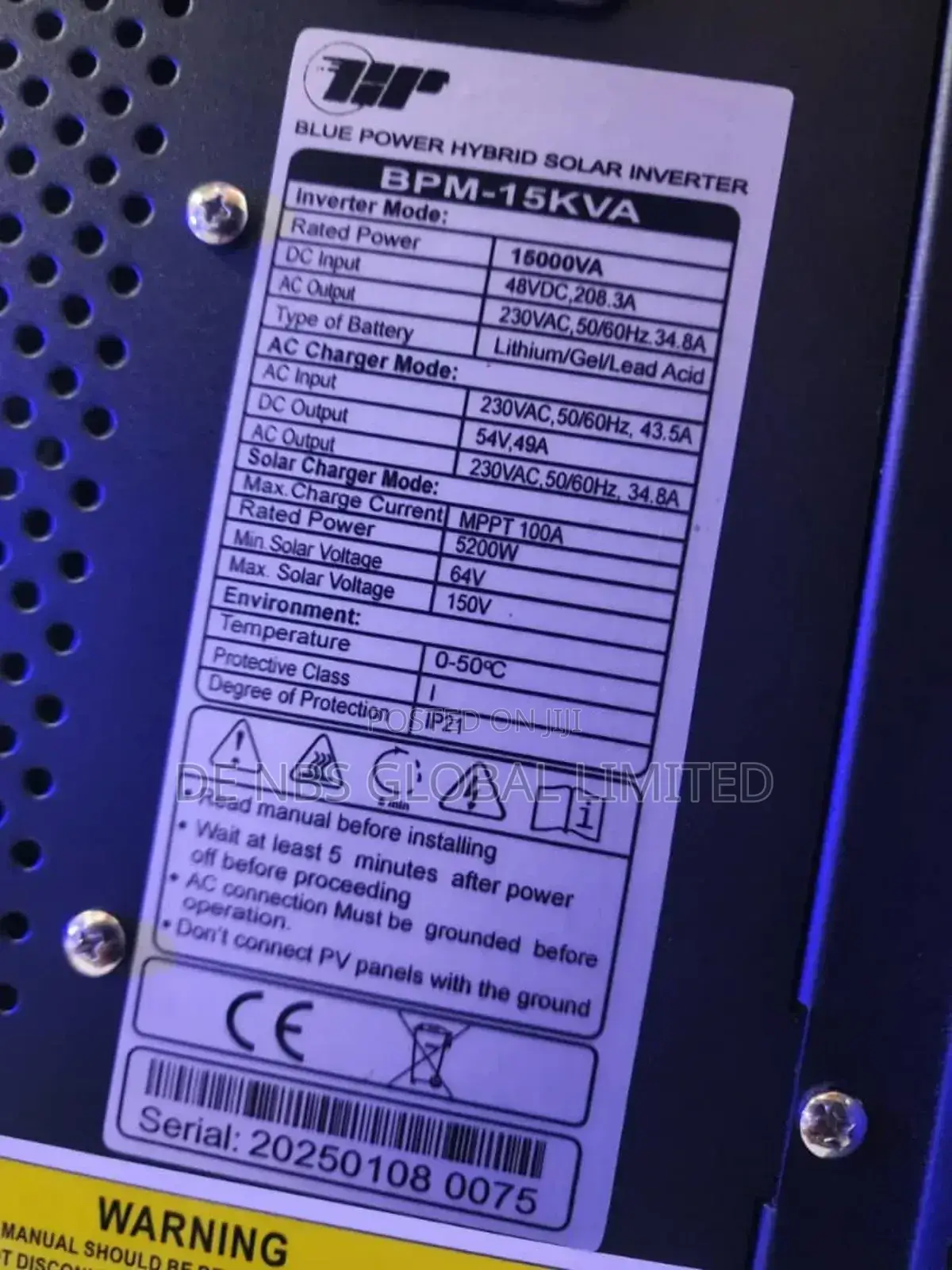 15kwh 48v Bule Power Hybrid Inverter With Inbuilt 120a MPPT