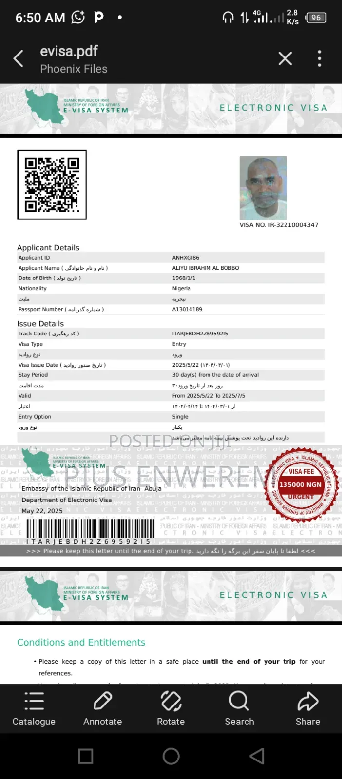 Iran Tourist Visa (100%)