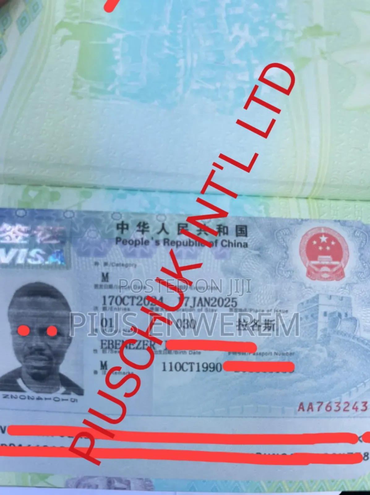 China Business Visa Virgin (100%)