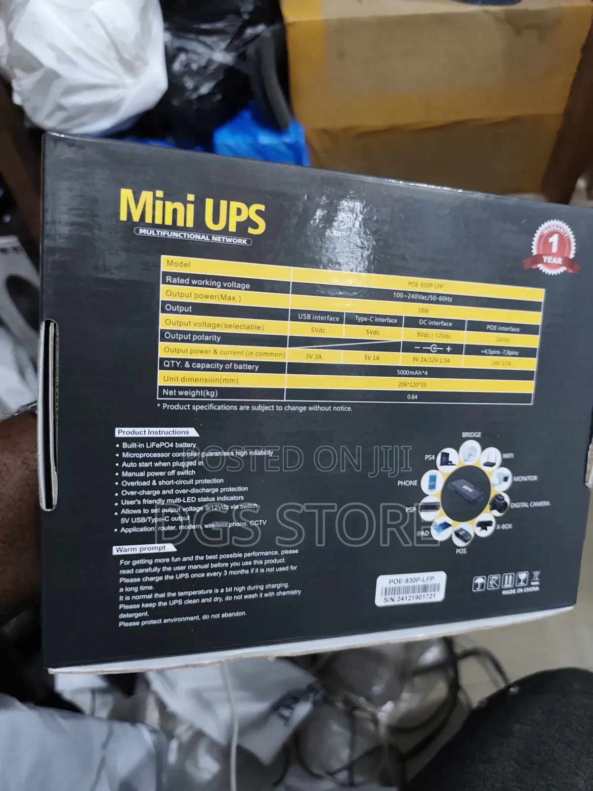 Ske Mini Ups 20,000mah Poe 830p Router CCTV Power Bank