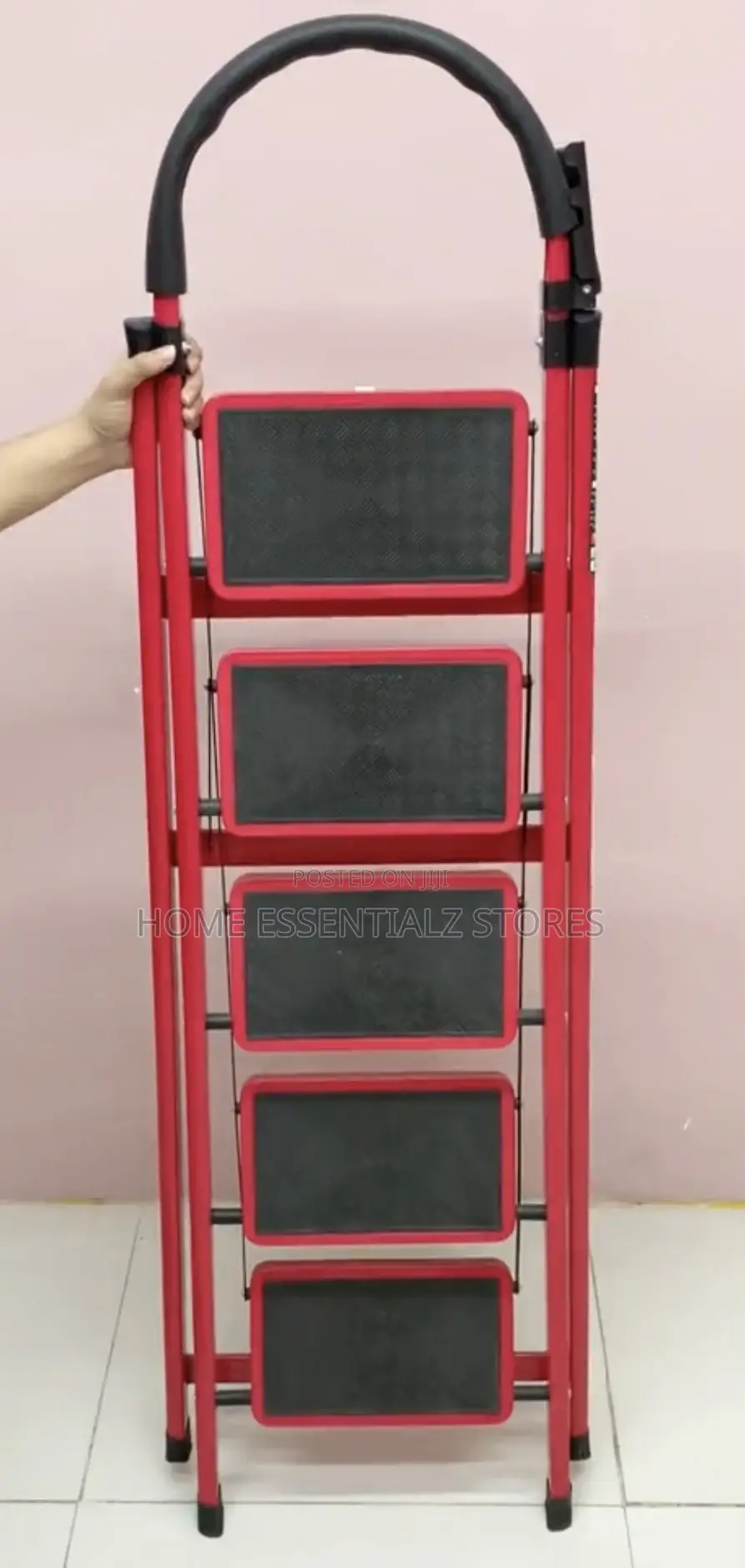 5 Steps Ladder (Iron Braced) - Multipurpose Ladder With Tools Tray