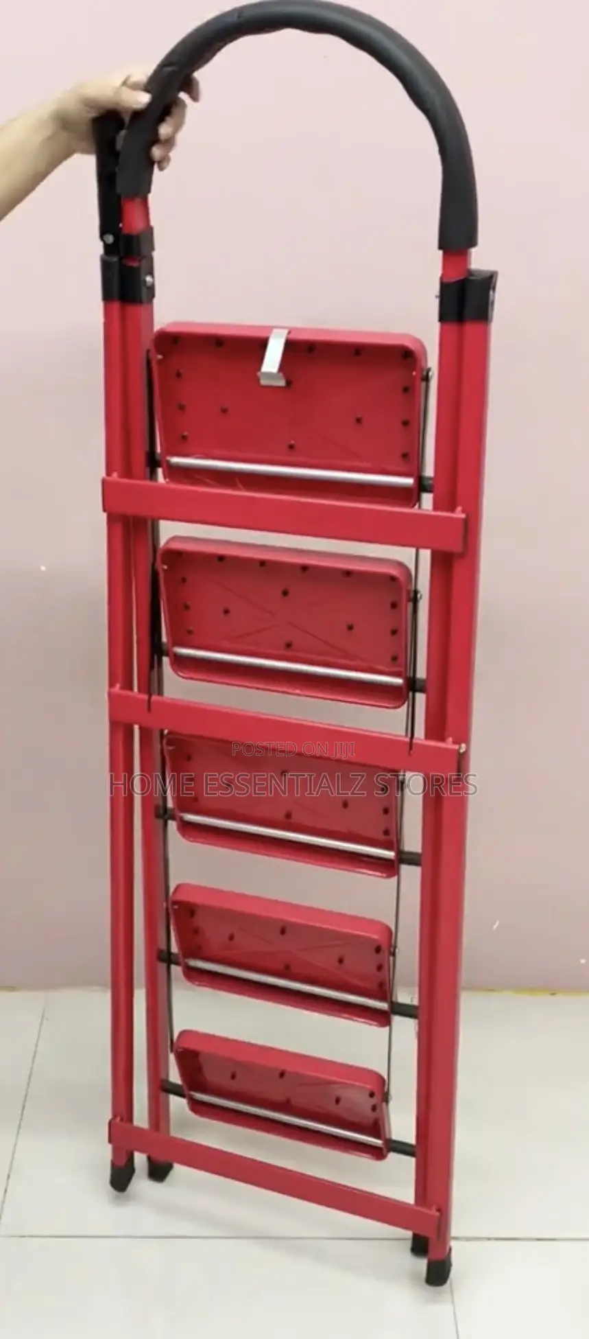 5 Steps Ladder (Iron Braced) - Multipurpose Ladder With Tools Tray