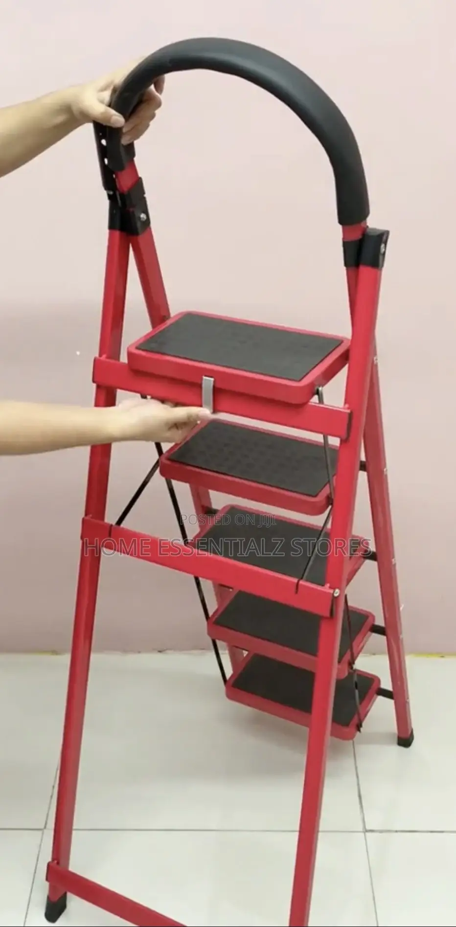 5 Steps Ladder (Iron Braced) - Multipurpose Ladder With Tools Tray