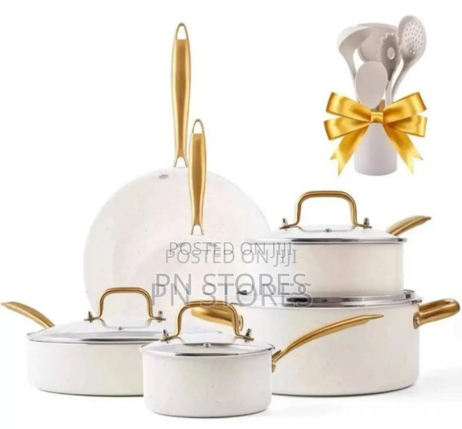 Premium Ceramic Pot Cookware Set. (Pink, Blue and White)