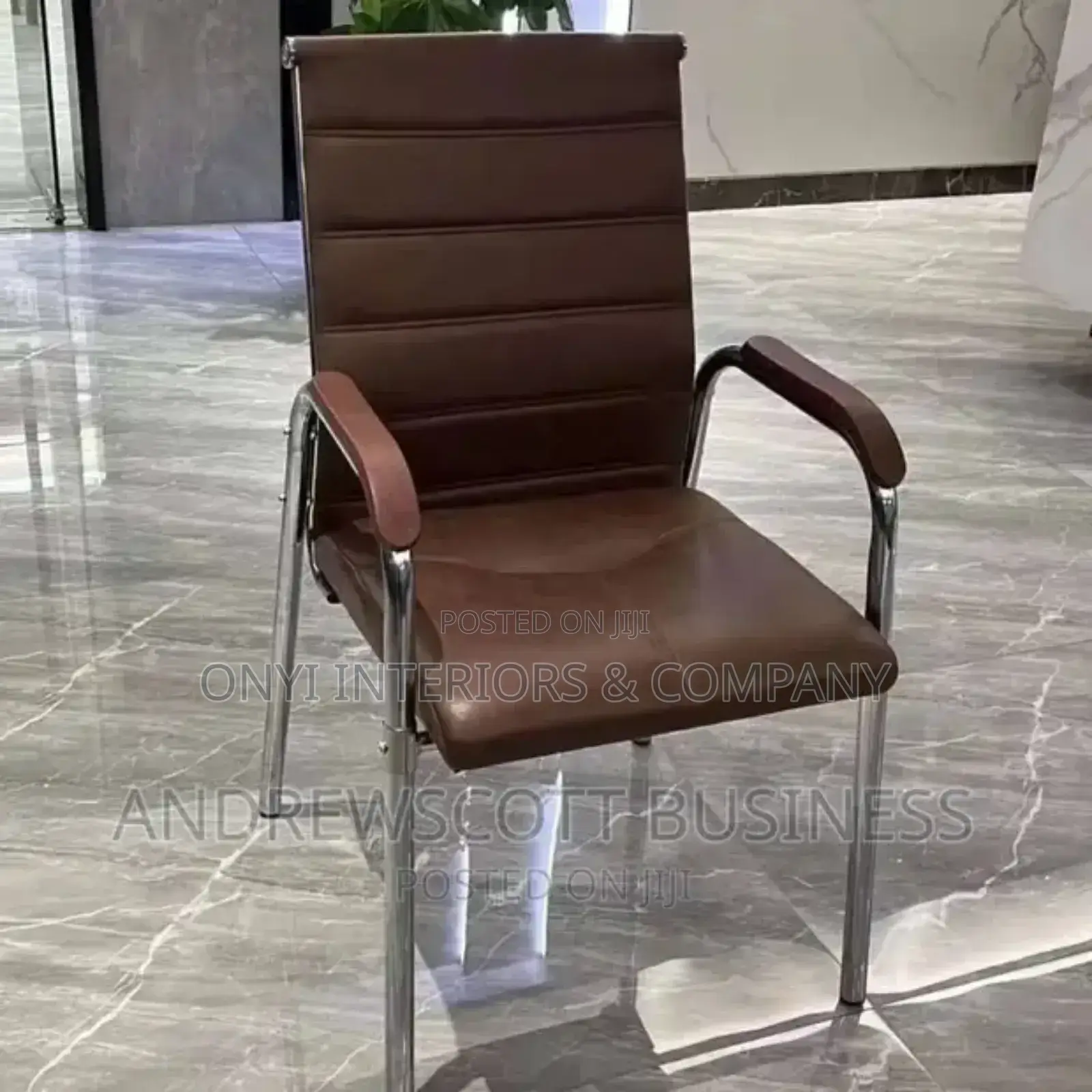 Brown Color Leather Visitors Chair