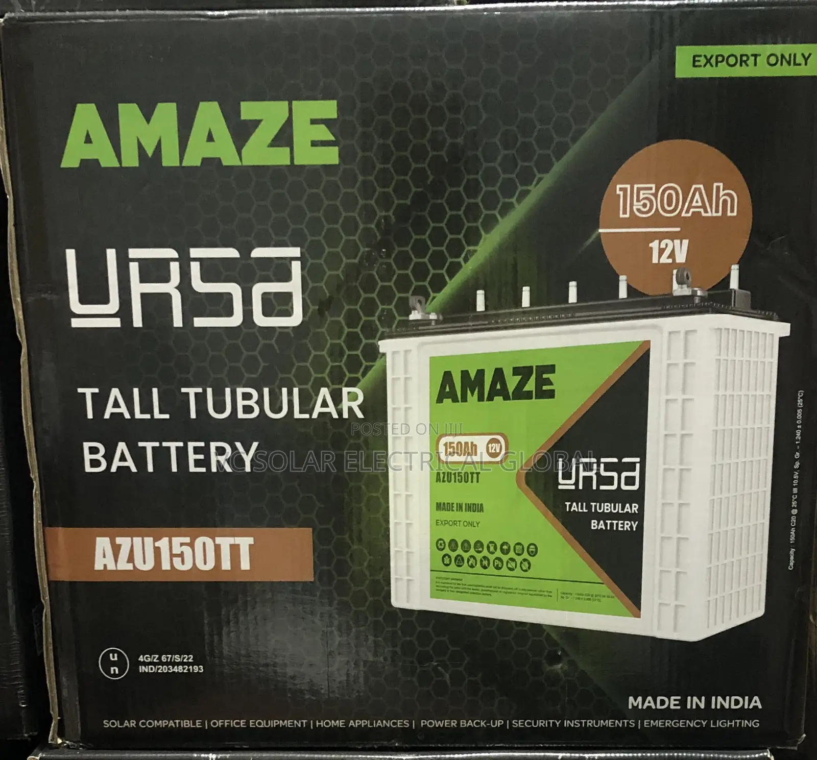 Amaze Tall Tubular Battery 150ah