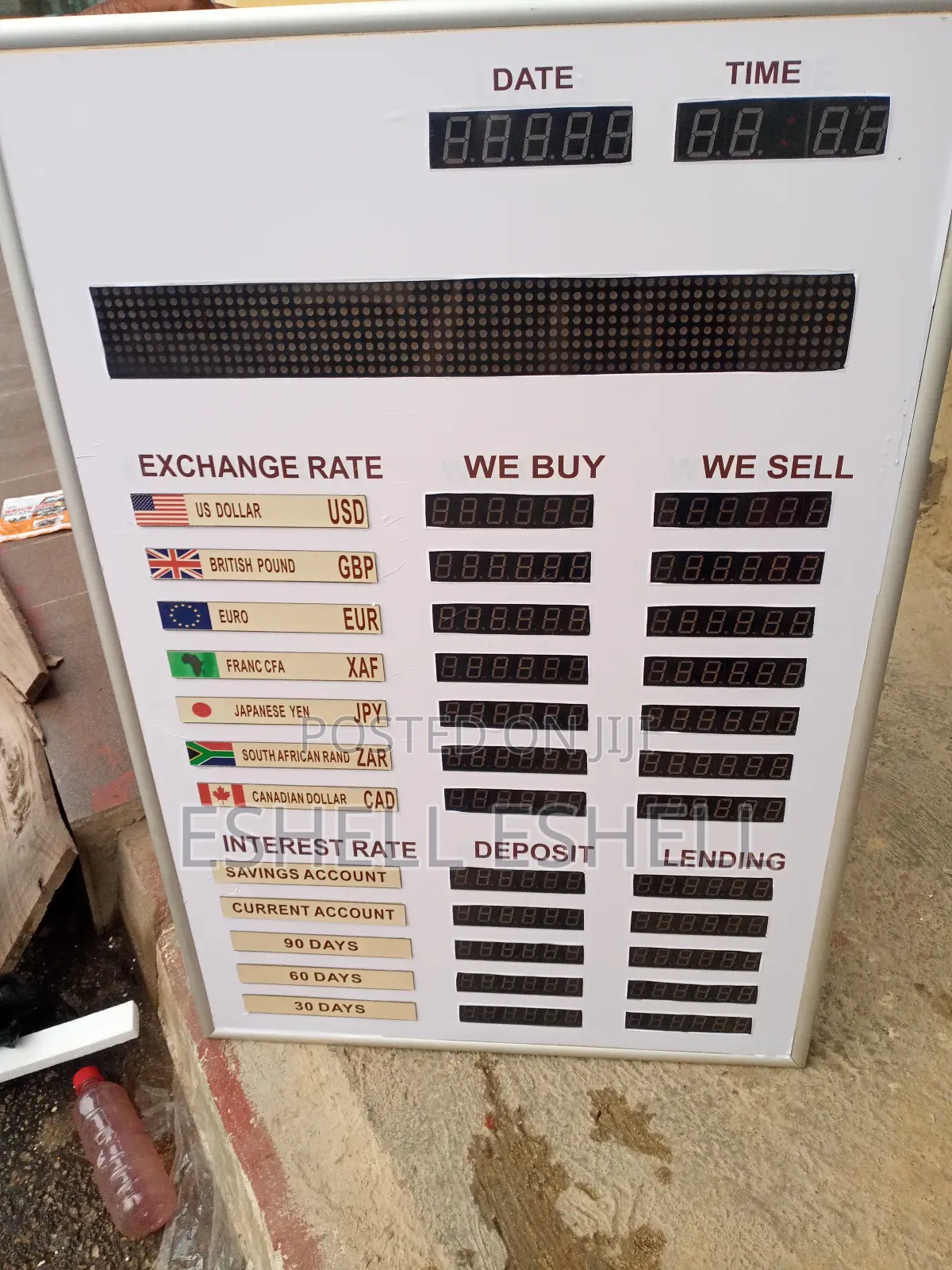 Digital Exchange Rate Display Board for Banks