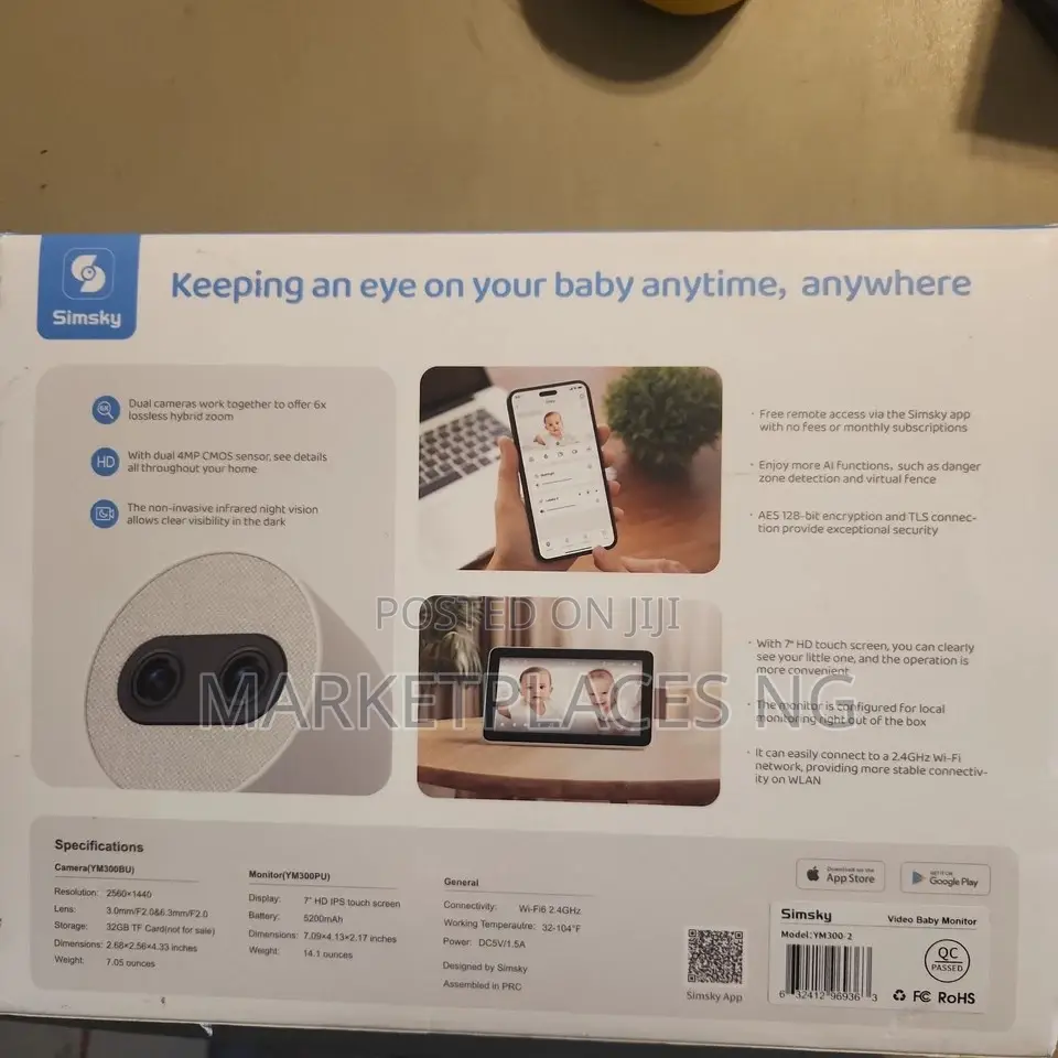Simsky Baby Monitor – Split Screen, 2 Cameras App Access