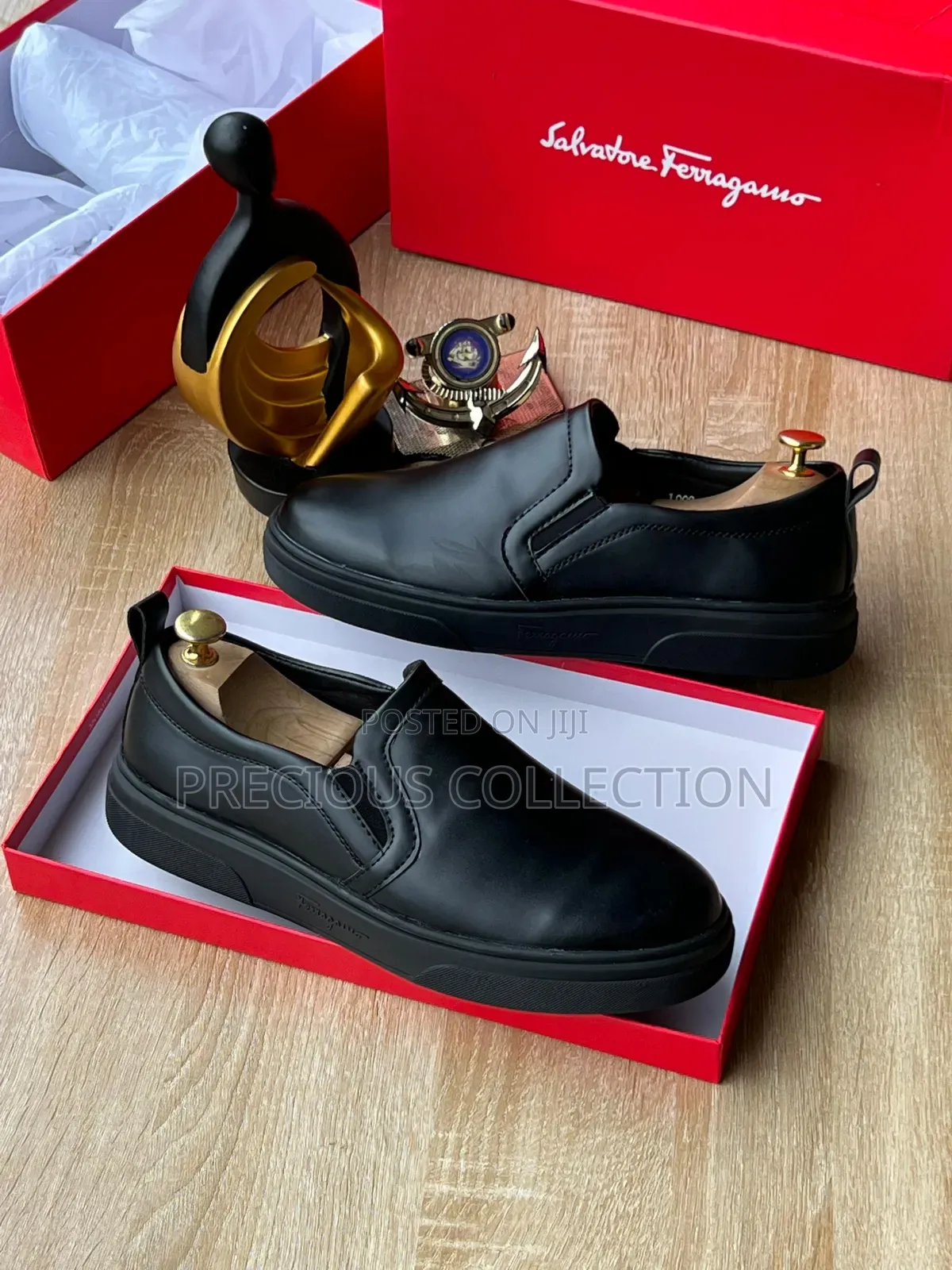 All Black Classic Ferragomo Loafers