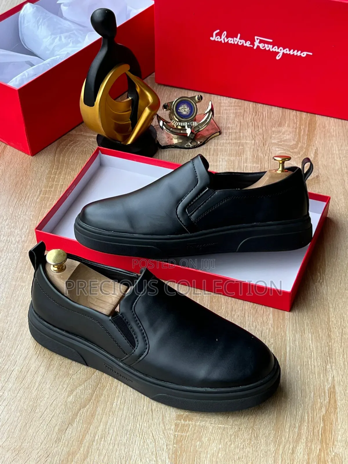 All Black Classic Ferragomo Loafers