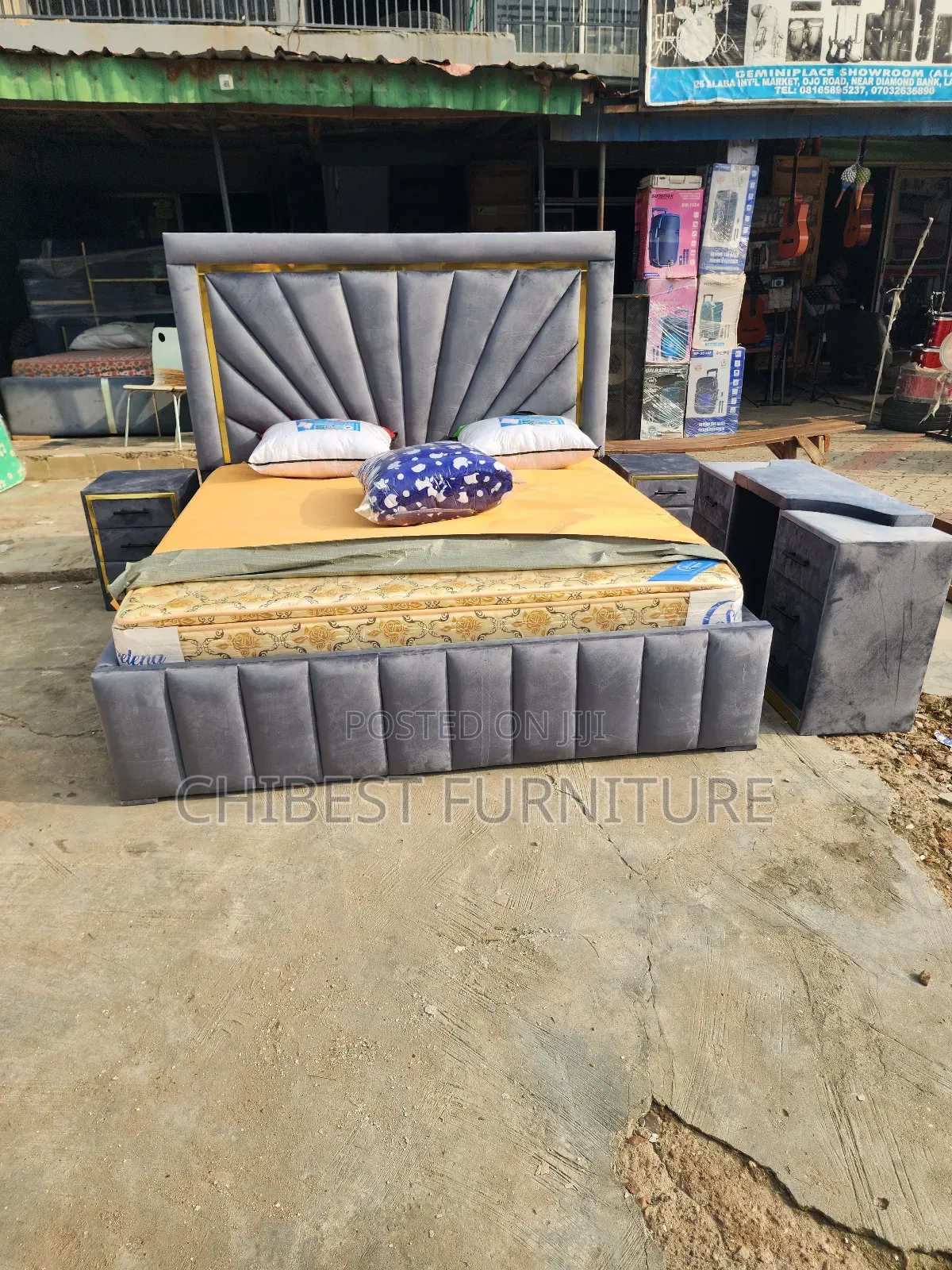Grey Padded 6by6 Set of Bed.
