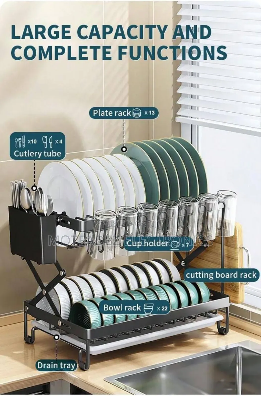 2 Tier Foldable Multifunction Quality Steel Dish/Plate Rack