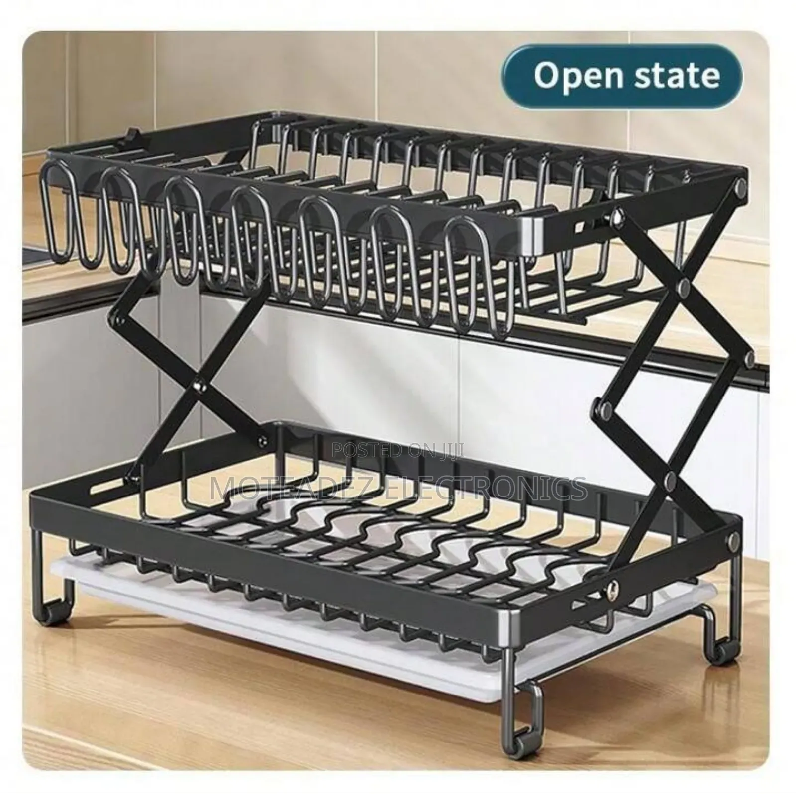 2 Tier Foldable Multifunction Quality Steel Dish/Plate Rack