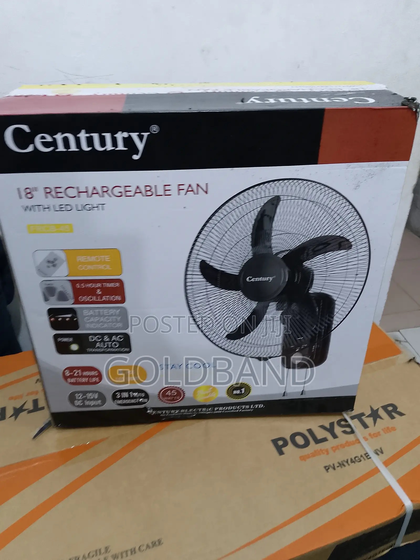All-in-One Comfort: Century 18-Inch Fan With Led Light