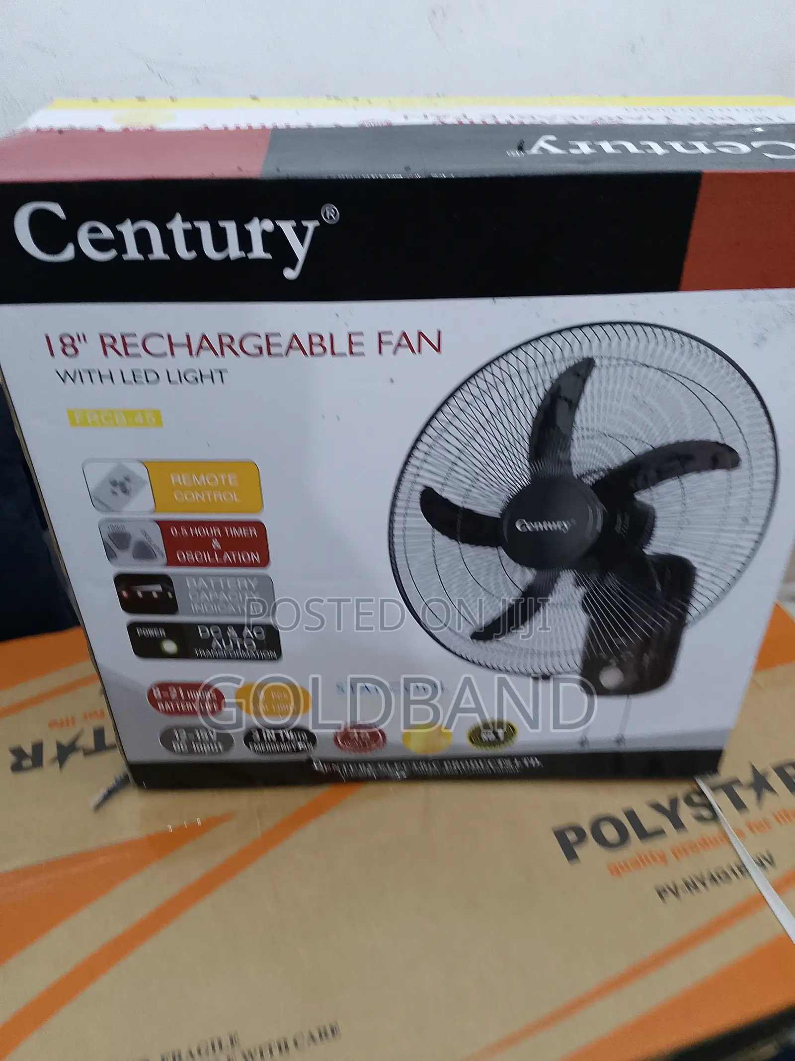 Silent Operation: Century 18" Rechargeable Wall Fan