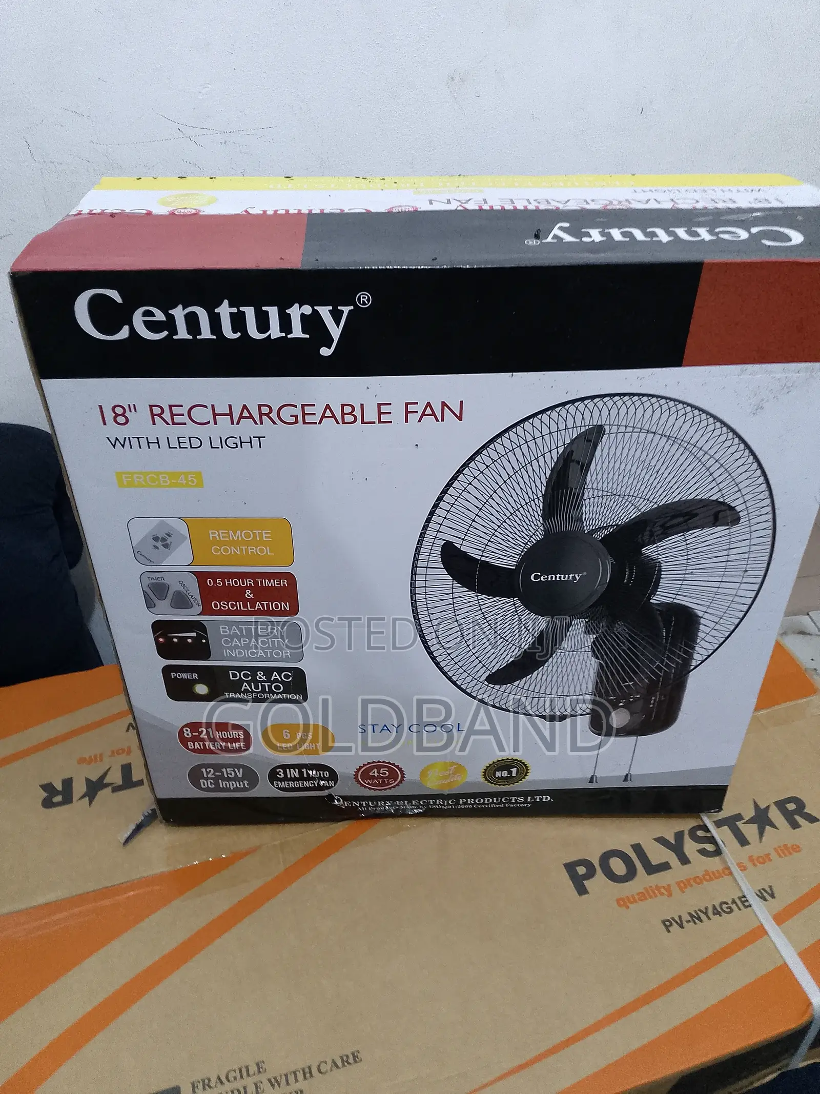 No Light? No Air? -Buy Century 18" Rechargeable Fan With Led
